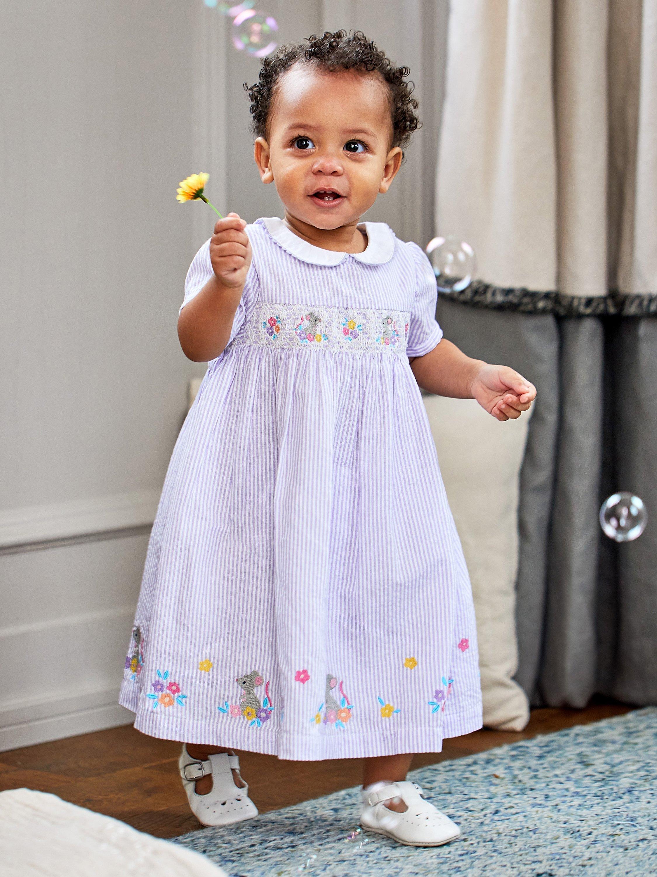 JoJo Maman Bebe Baby Mouse Smock Dress Lilac