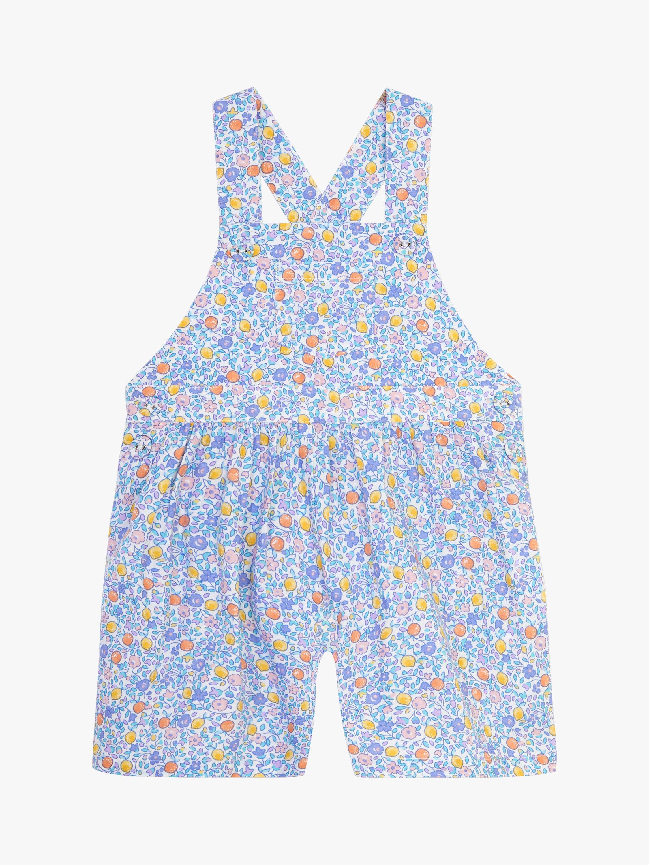 JoJo Maman Bébé Baby Lemons Ditsy Floral Culotte Dungarees, Lilac