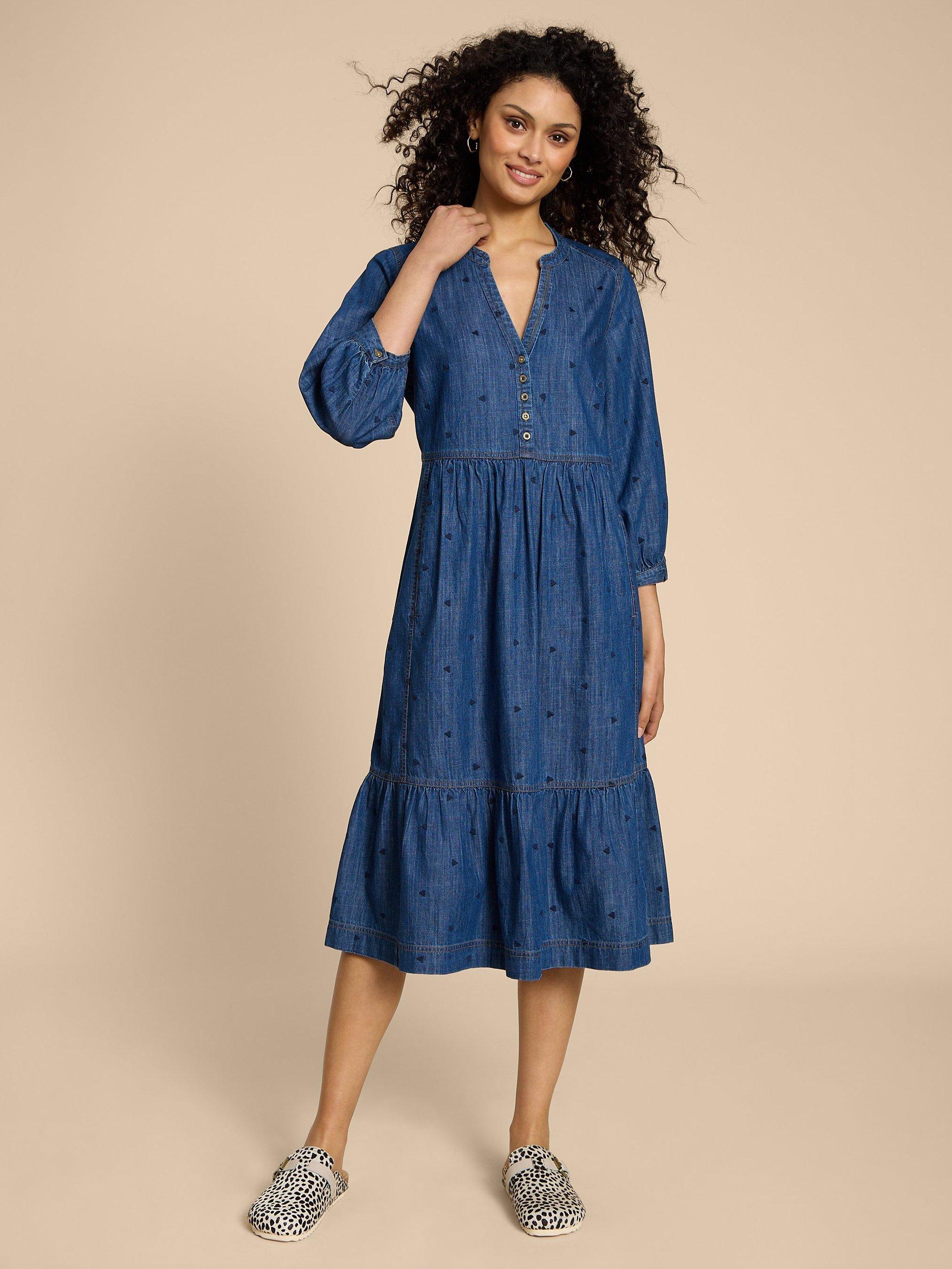 White Stuff Naya Denim Midi Dress, Mid Denim