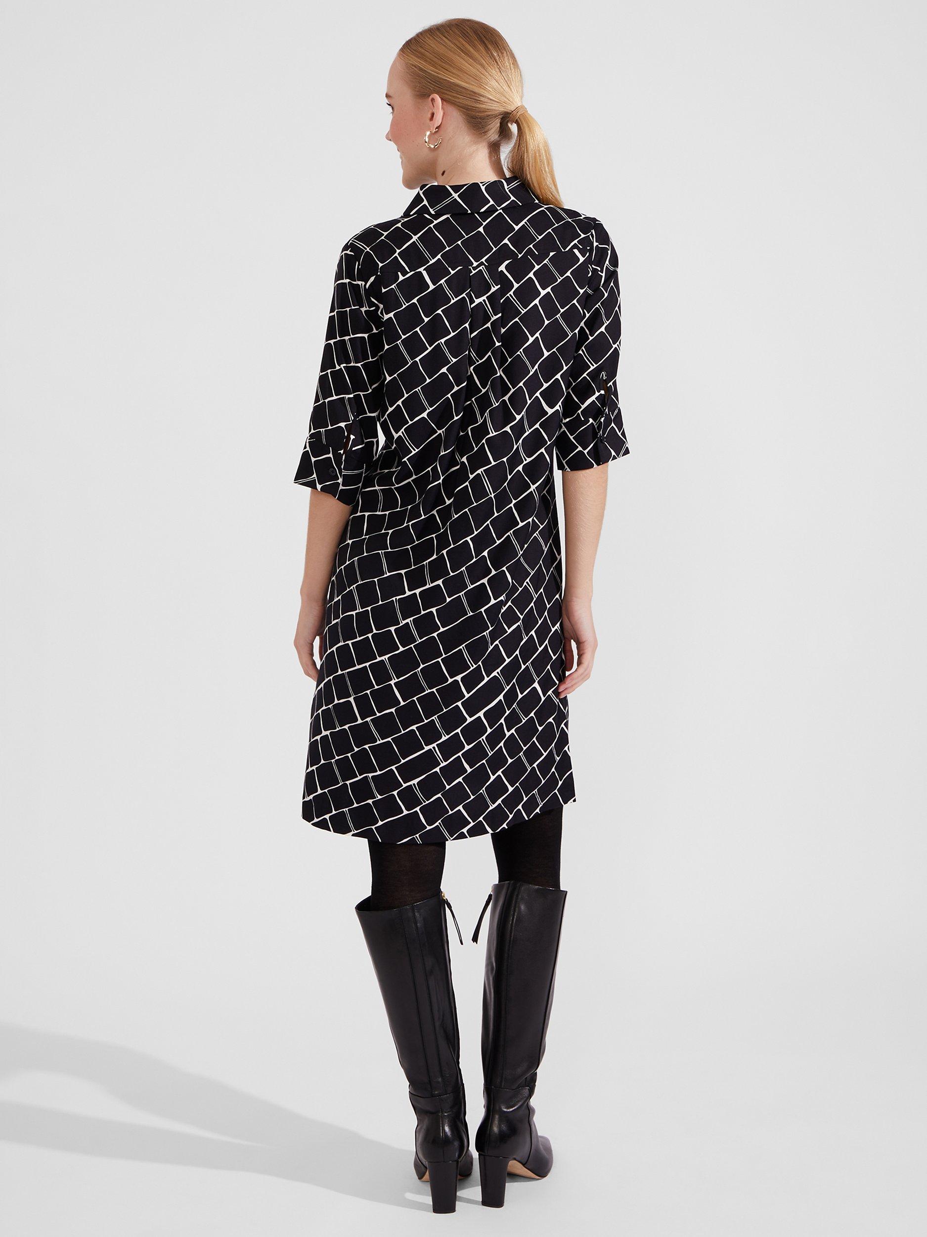 Product image 2 of 7, which shows Hobbs Marciella Dress, Black/White, 8
