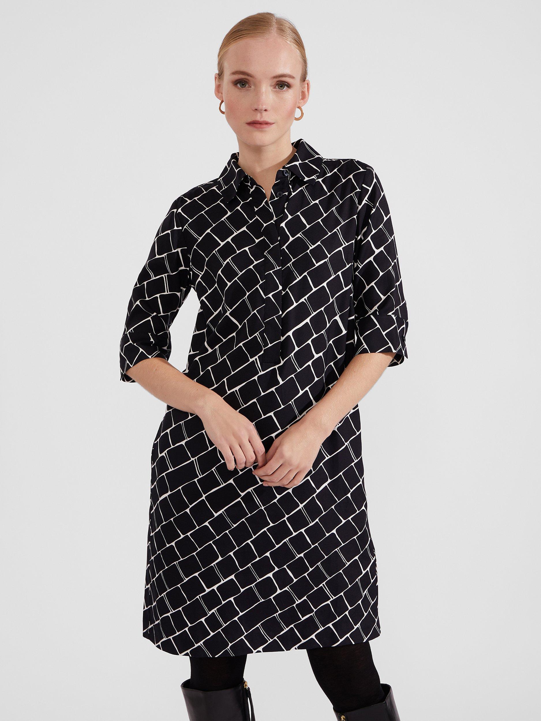 Product image 5 of 7, which shows Hobbs Marciella Dress, Black/White, 8