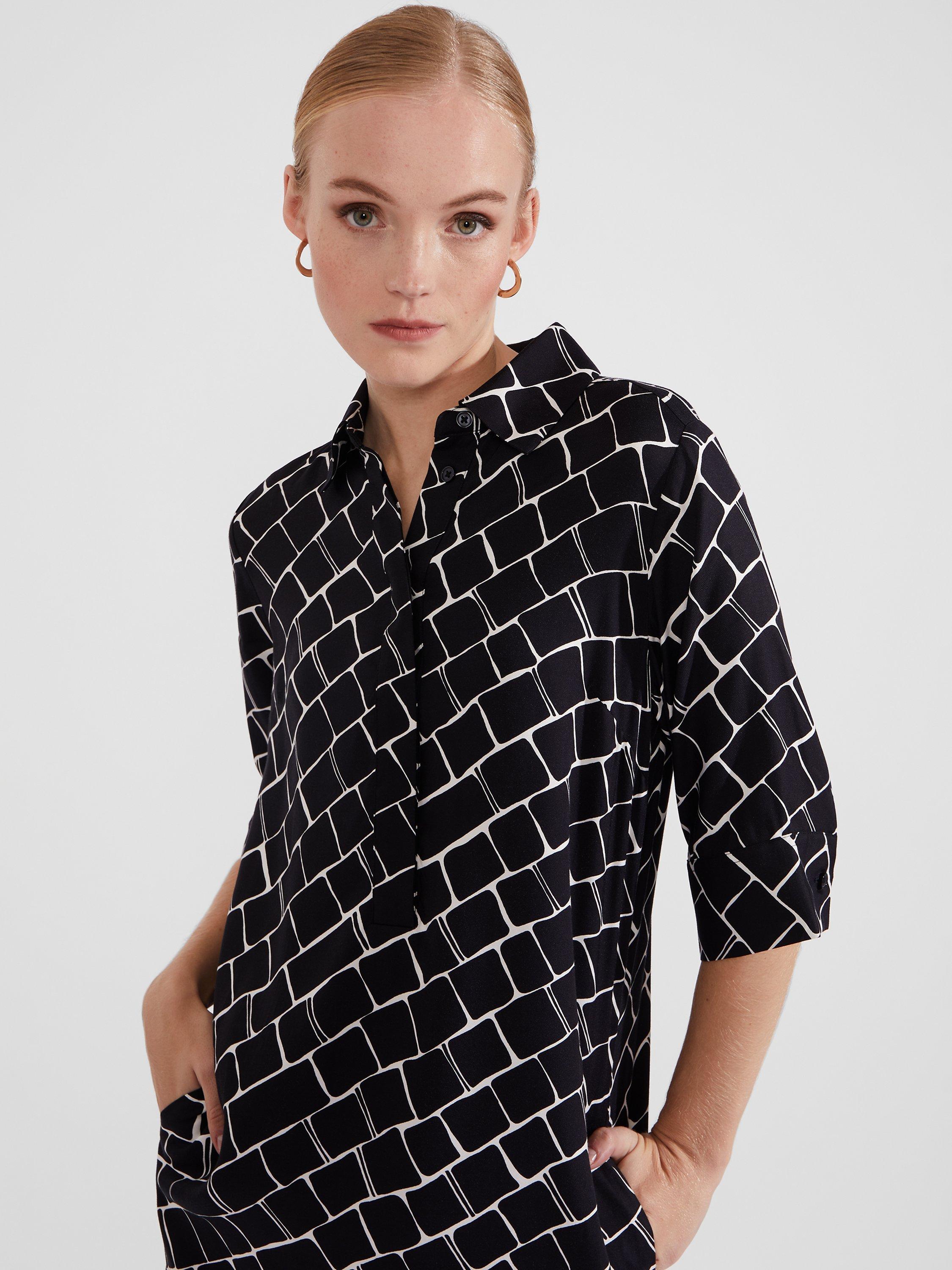 Product image 6 of 7, which shows Hobbs Marciella Dress, Black/White, 8
