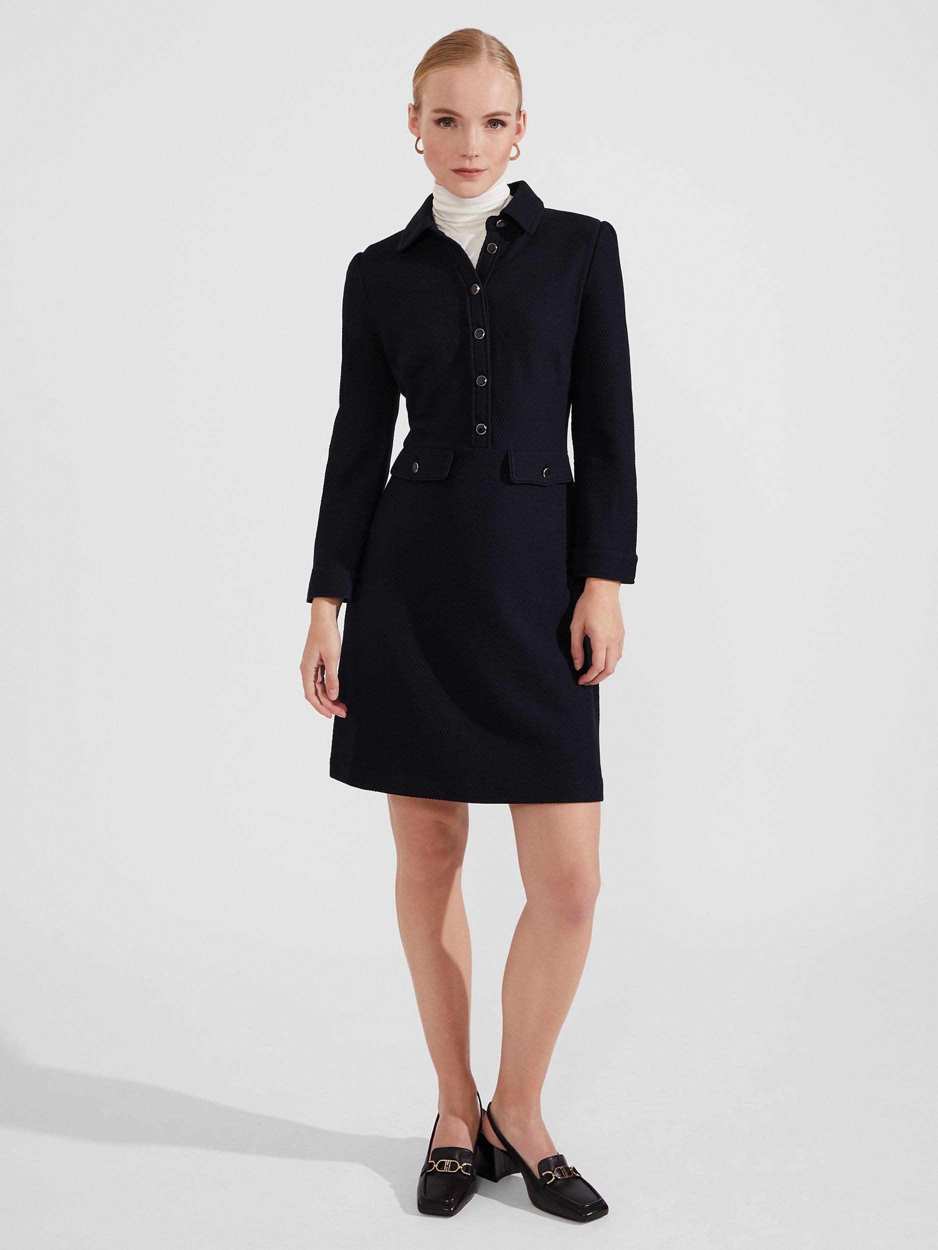 Hobbs Adelia Ponte Dress, Navy, 12