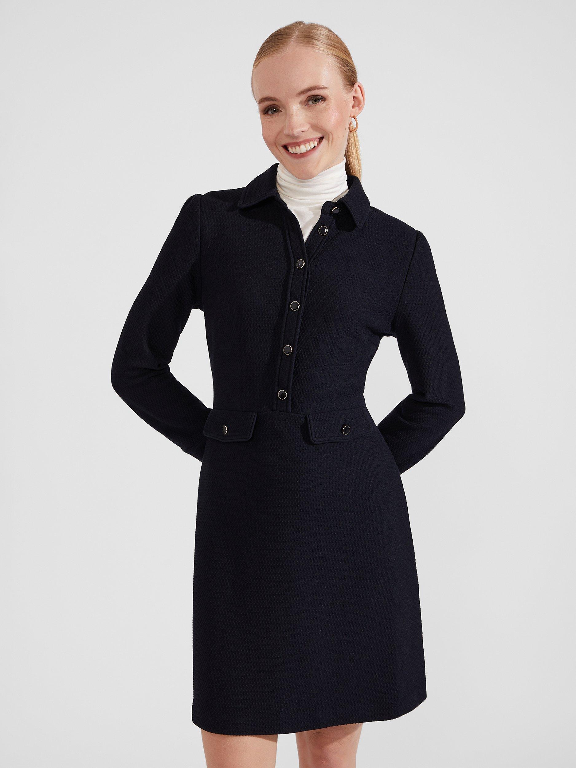 Product image 3 of 4, which shows Hobbs Adelia Ponte Dress, Navy, 12