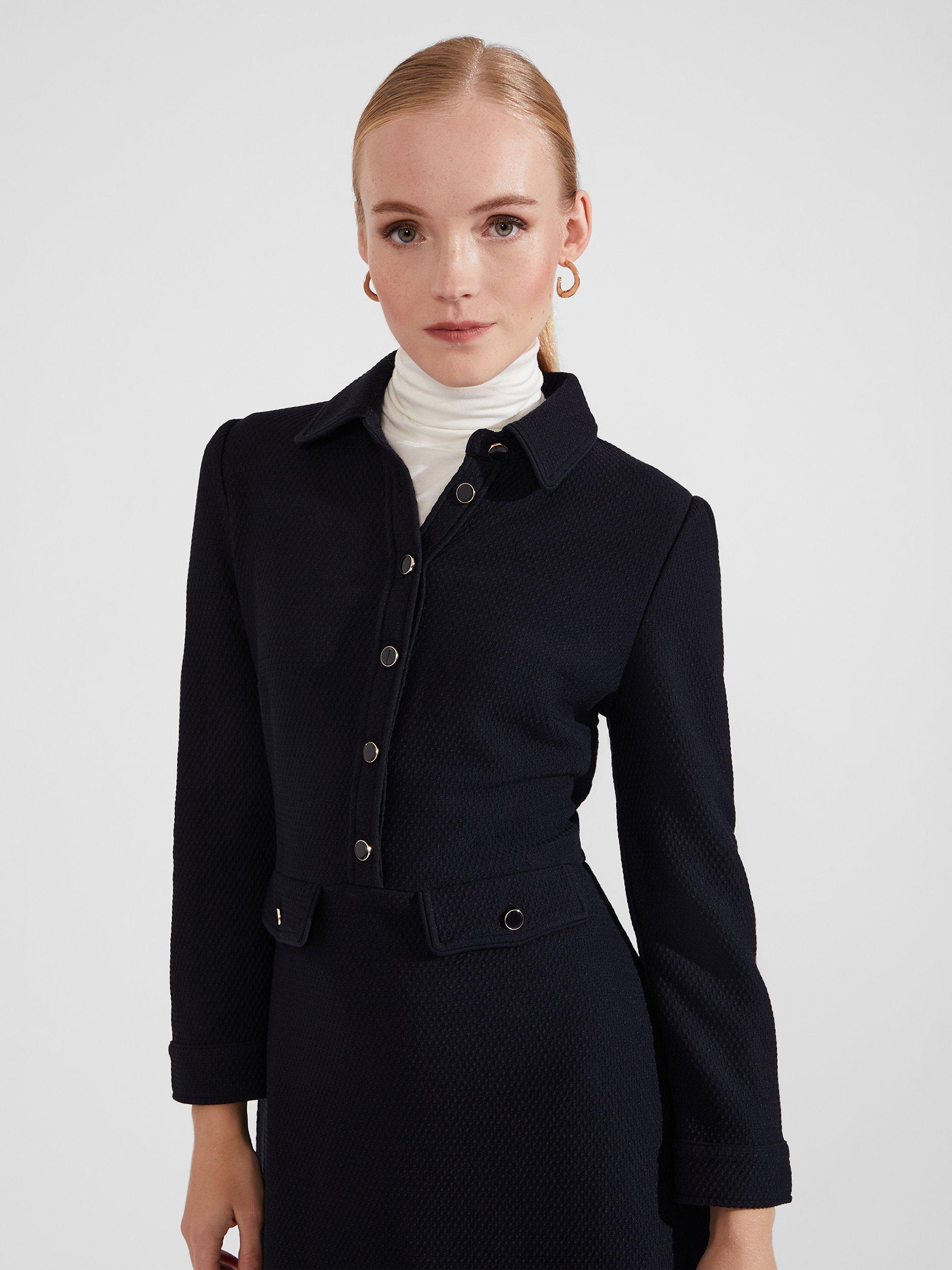 Product image 4 of 4, which shows Hobbs Adelia Ponte Dress, Navy, 12