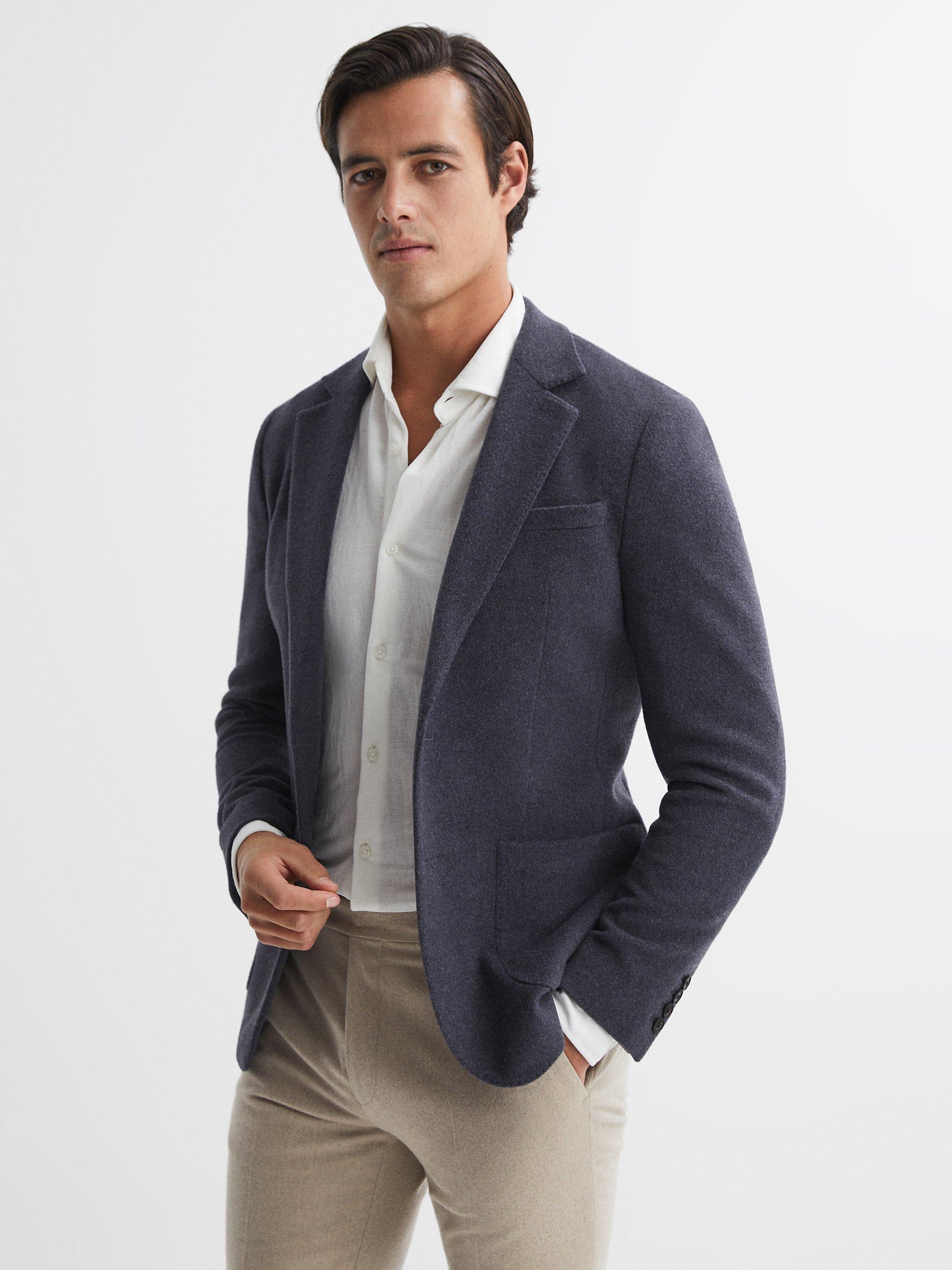 Reiss Freemans Wool Blend Blazer, Airforce Blue