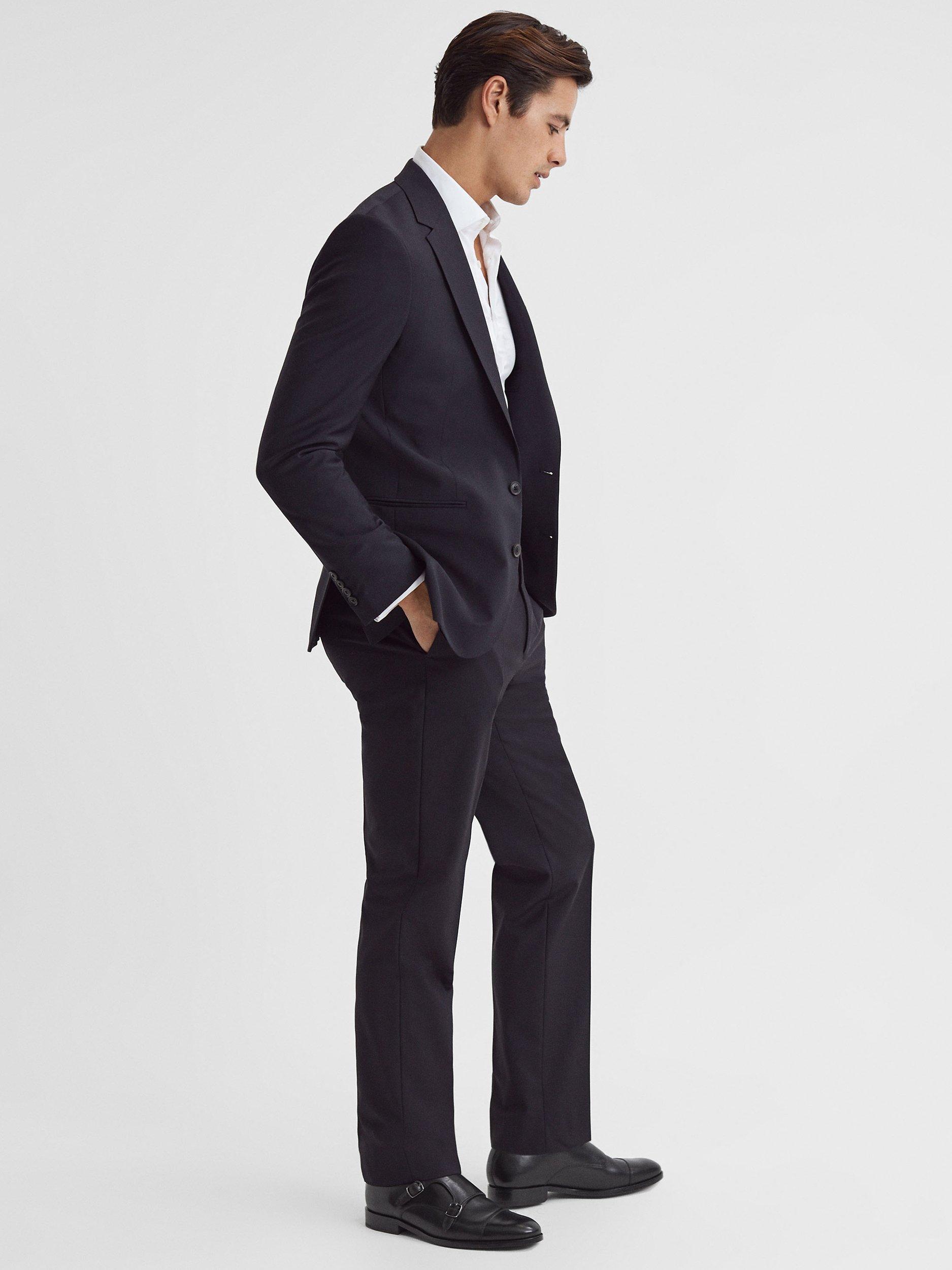 Product image 5 of 5, which shows Reiss Amalfi Leather Monk Shoes, Black, 11