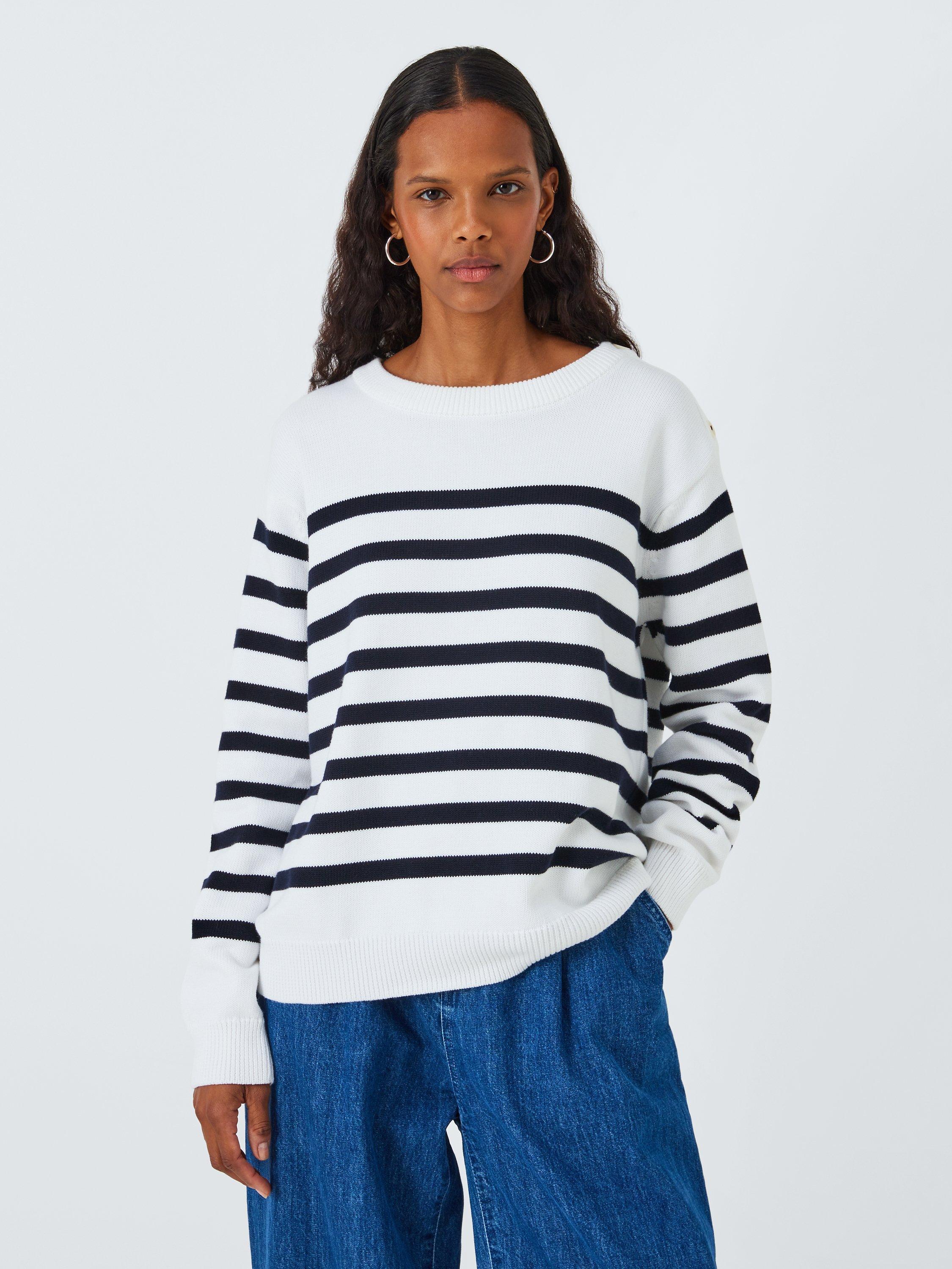 Armor Lux x Denham Pull Marin Raye Jumper, White/Navy