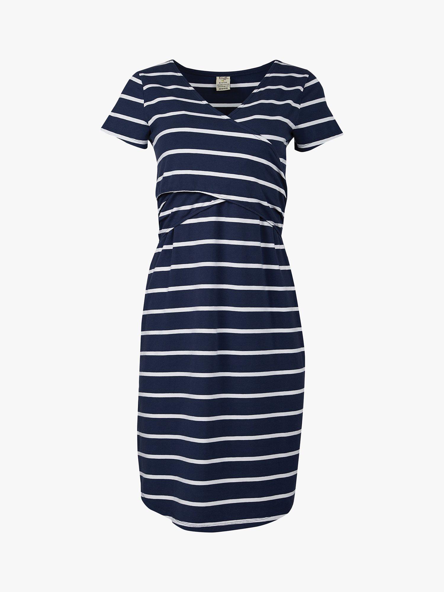 Frugi Ona Breton Strip Wrap Maternity Nursing Dress Indigo