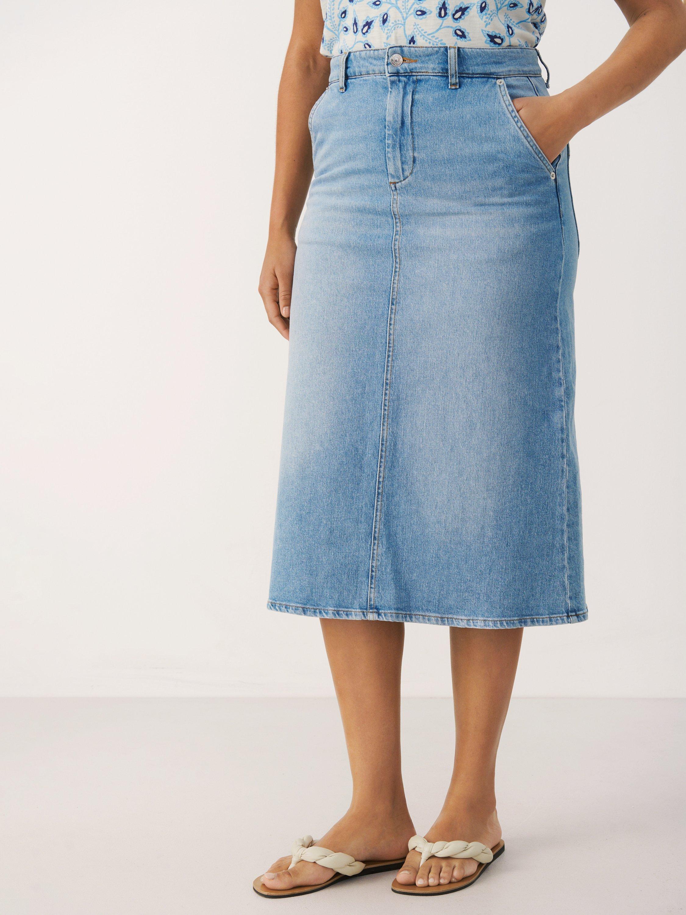 Part Two Siya A-Shape Denim Skirt, Light Blue Denim