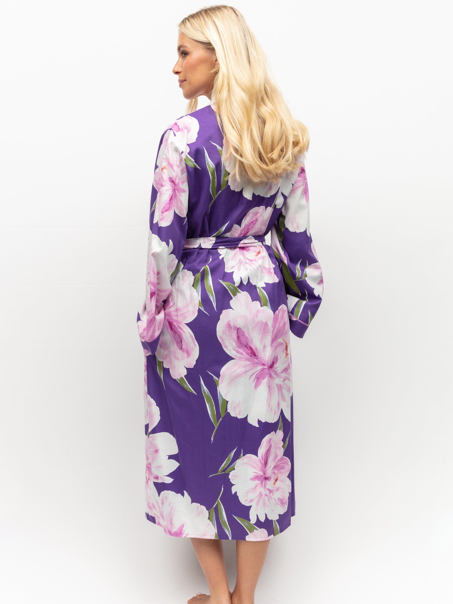 Product image 3 of 4, which shows Cyberjammies Valentina Floral Dressing Gown, Purple, 28