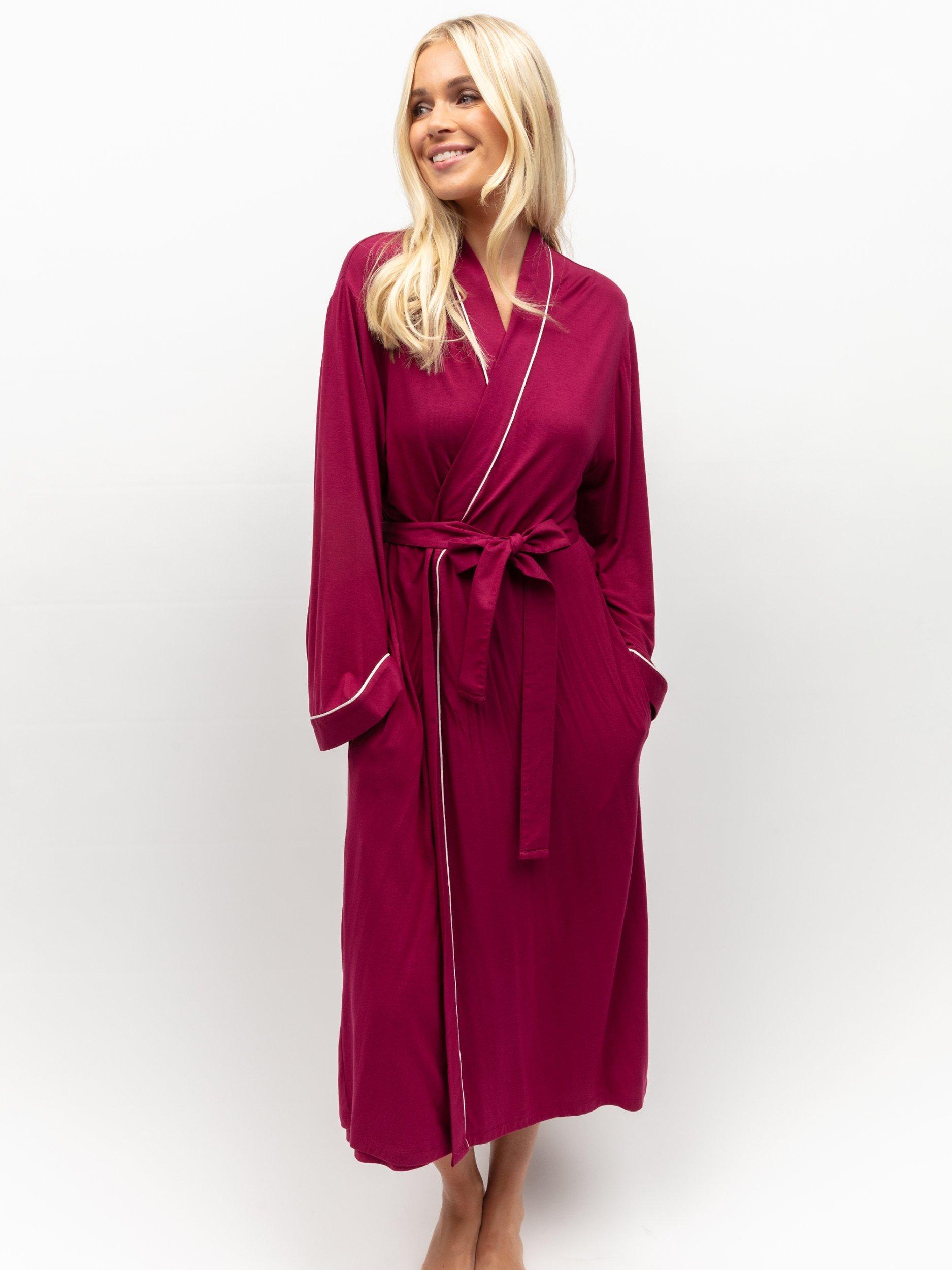 Product image 2 of 4, which shows Cyberjammies Avery Piped Jersey Dressing Gown, Magenta, 8