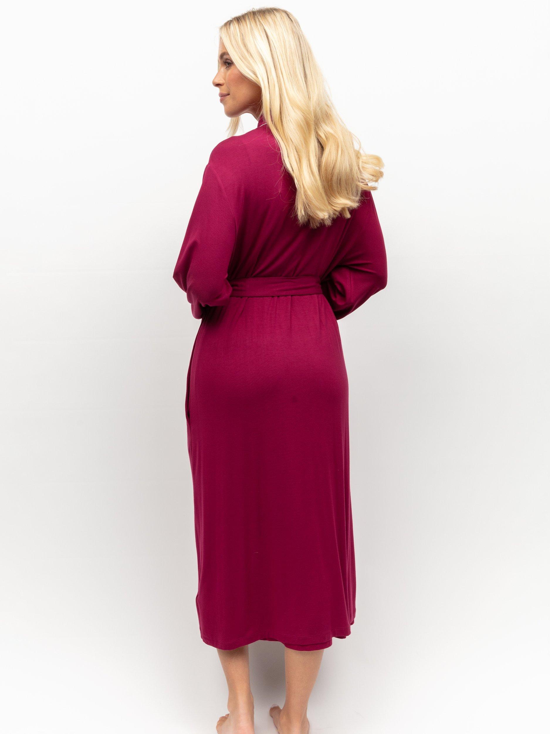 Product image 3 of 4, which shows Cyberjammies Avery Piped Jersey Dressing Gown, Magenta, 8