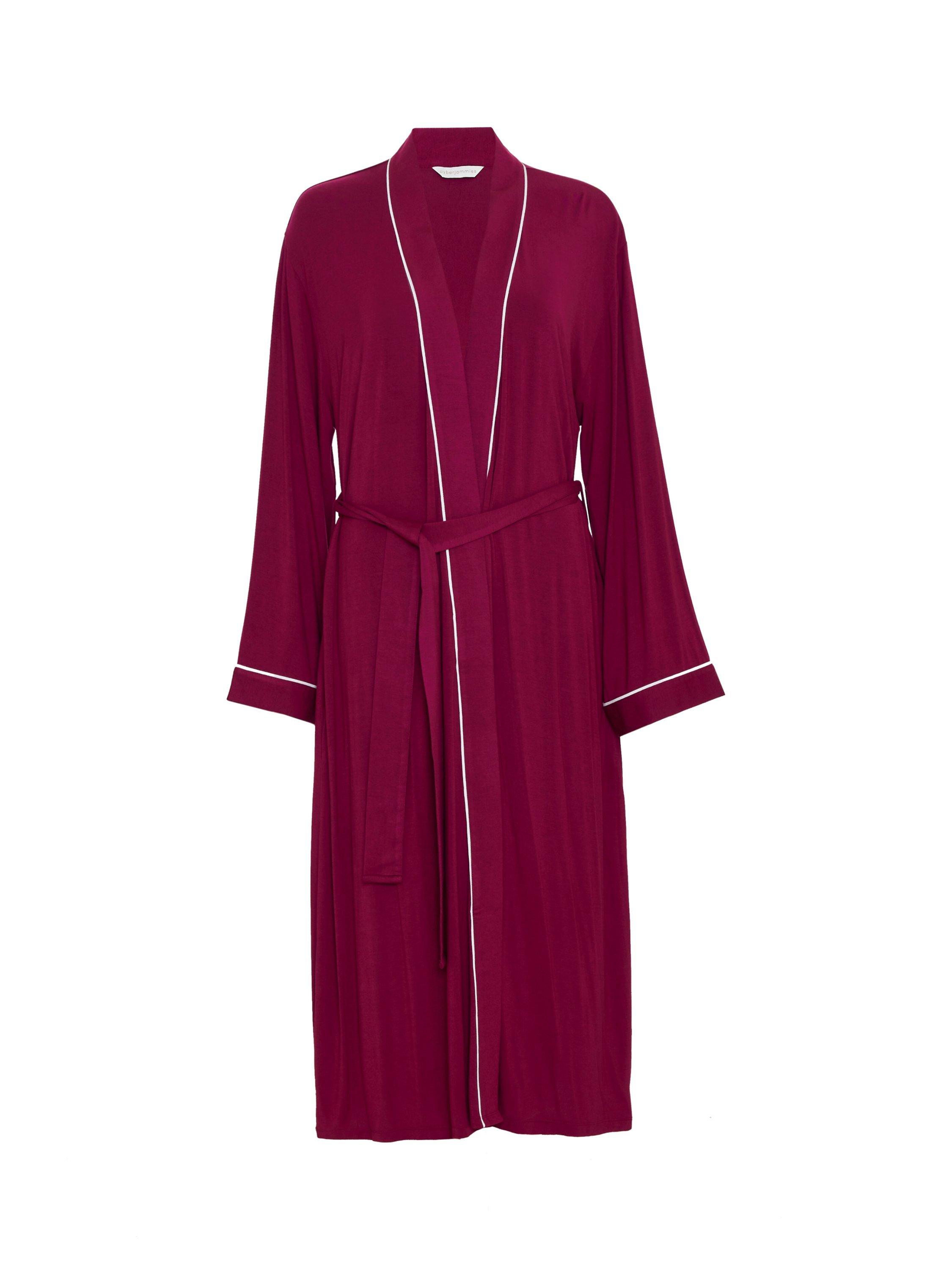 Product image 4 of 4, which shows Cyberjammies Avery Piped Jersey Dressing Gown, Magenta, 8
