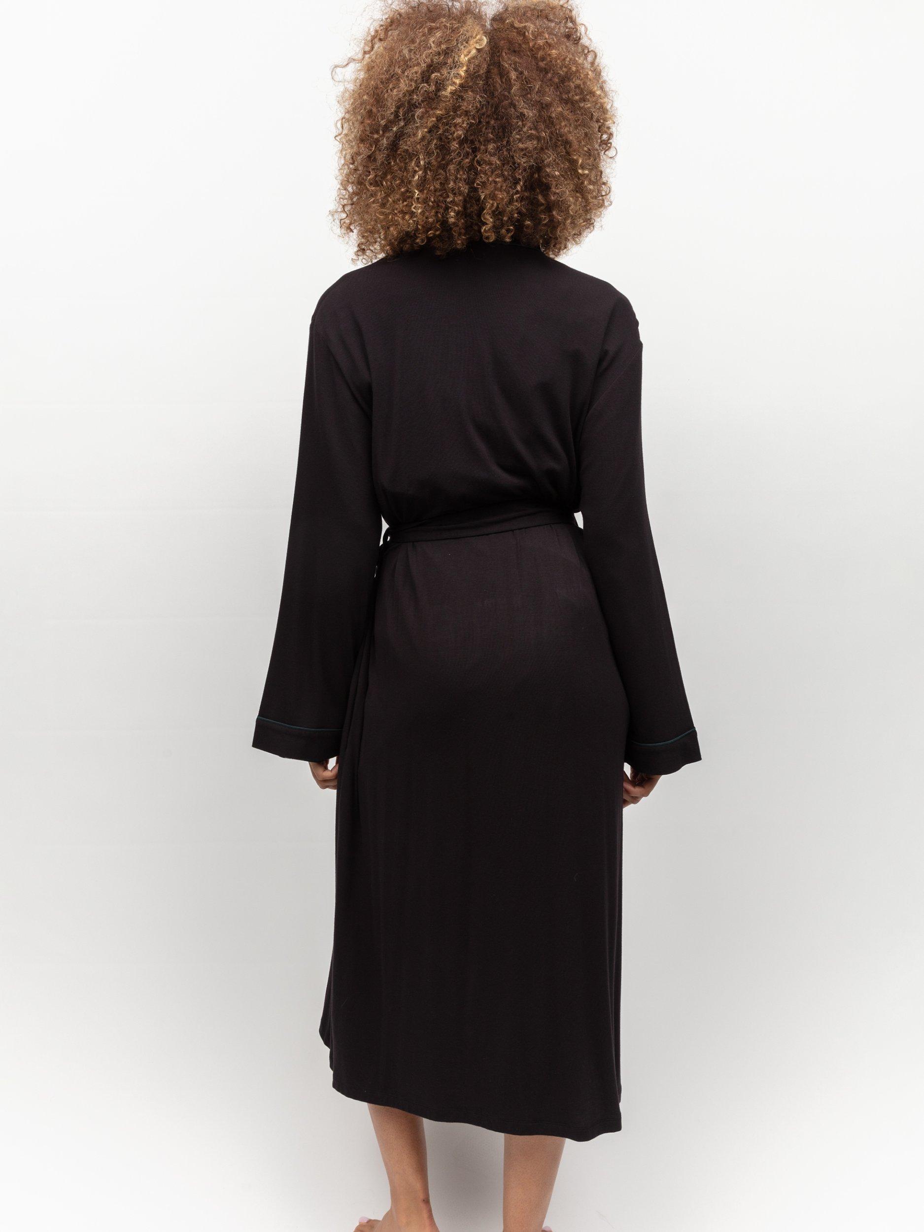 Product image 3 of 4, which shows Cyberjammies Avery Piped Jersey Dressing Gown, Black, 8