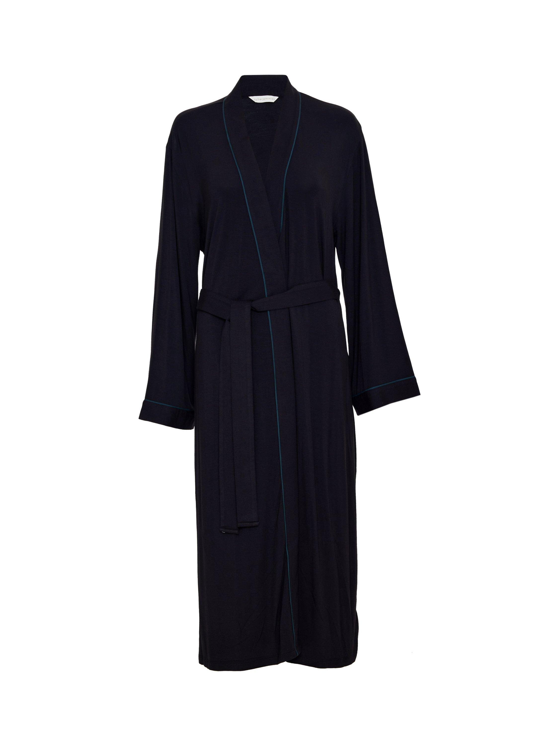 Product image 4 of 4, which shows Cyberjammies Avery Piped Jersey Dressing Gown, Black, 8