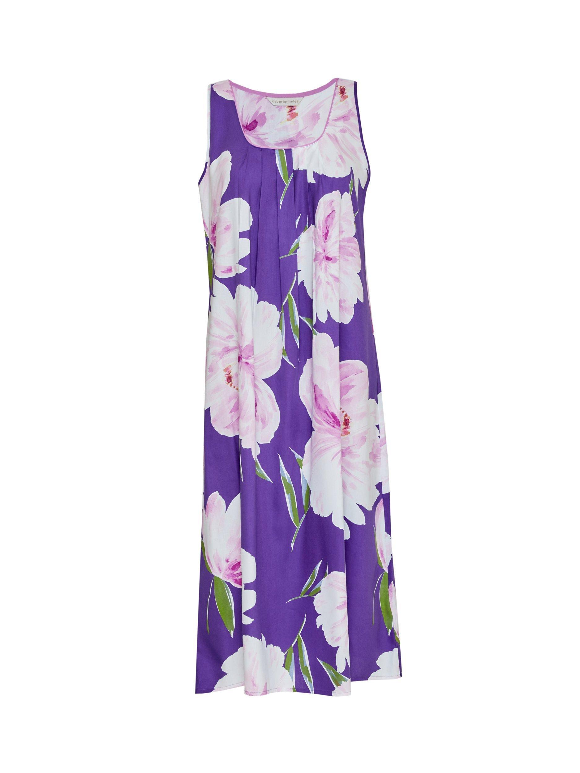 Product image 4 of 4, which shows Cyberjammies Floral Sleeveless Nightdress, Purple/Multi, 28