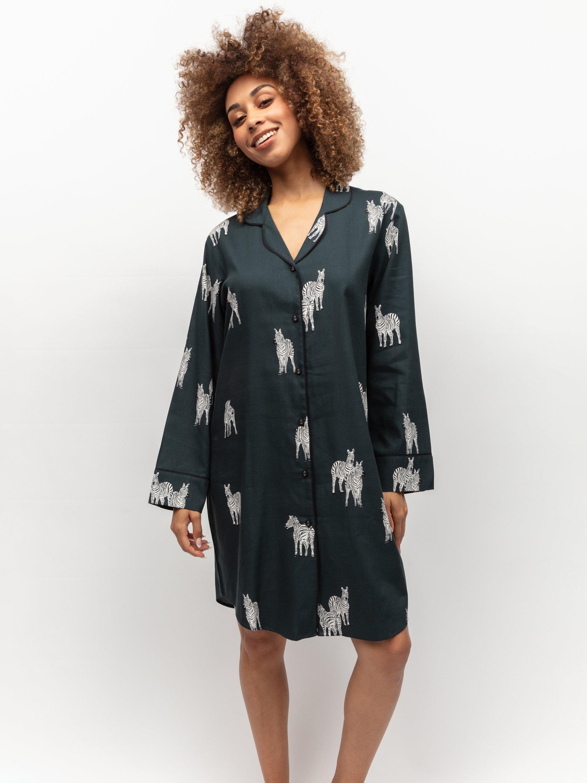 Product image 2 of 4, which shows Cyberjammies Blake Zebra Nightshirt, Dark Green, 28