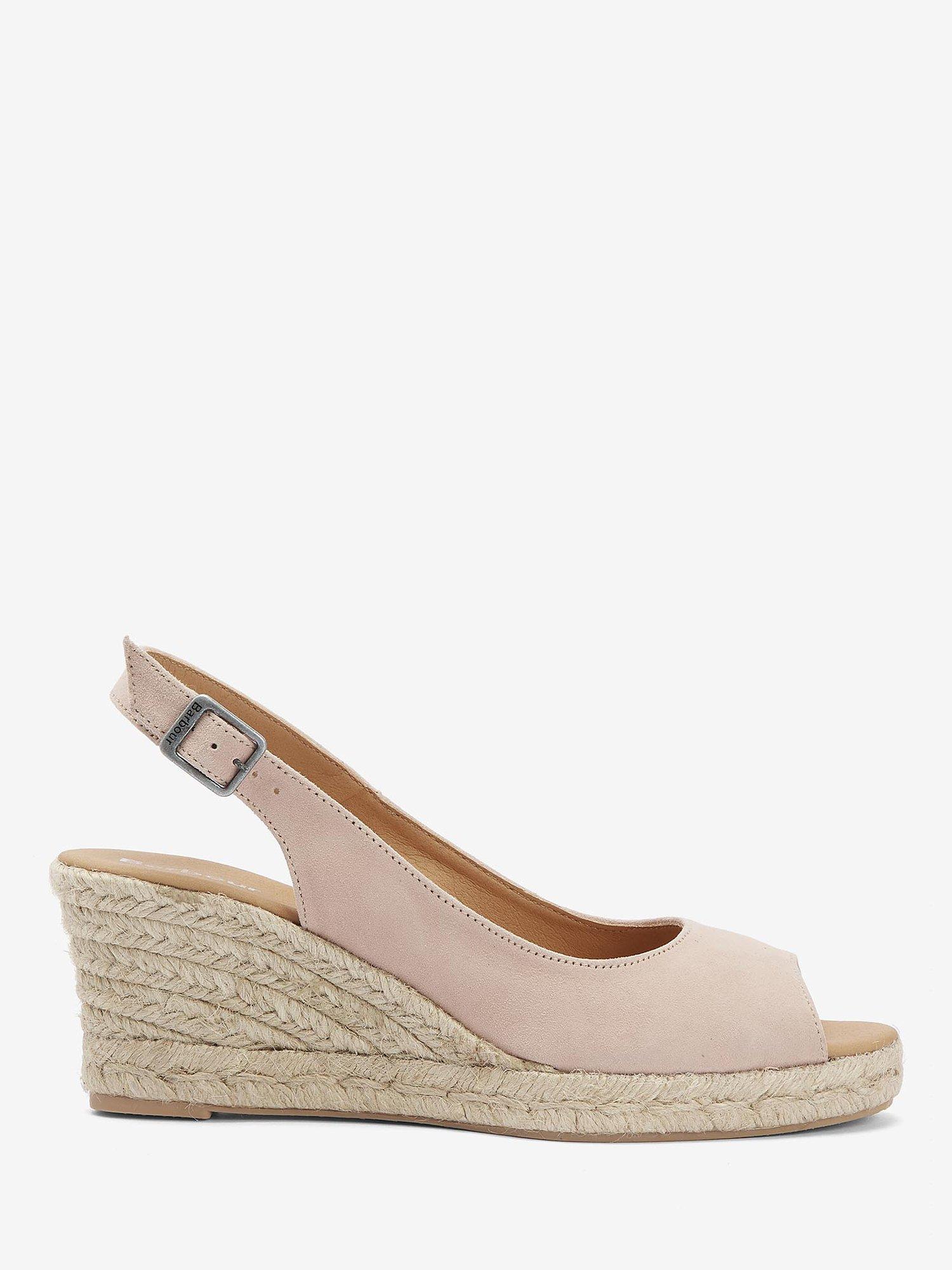 Barbour Glamis Suede Wedge Heel Espadrilles, Nude