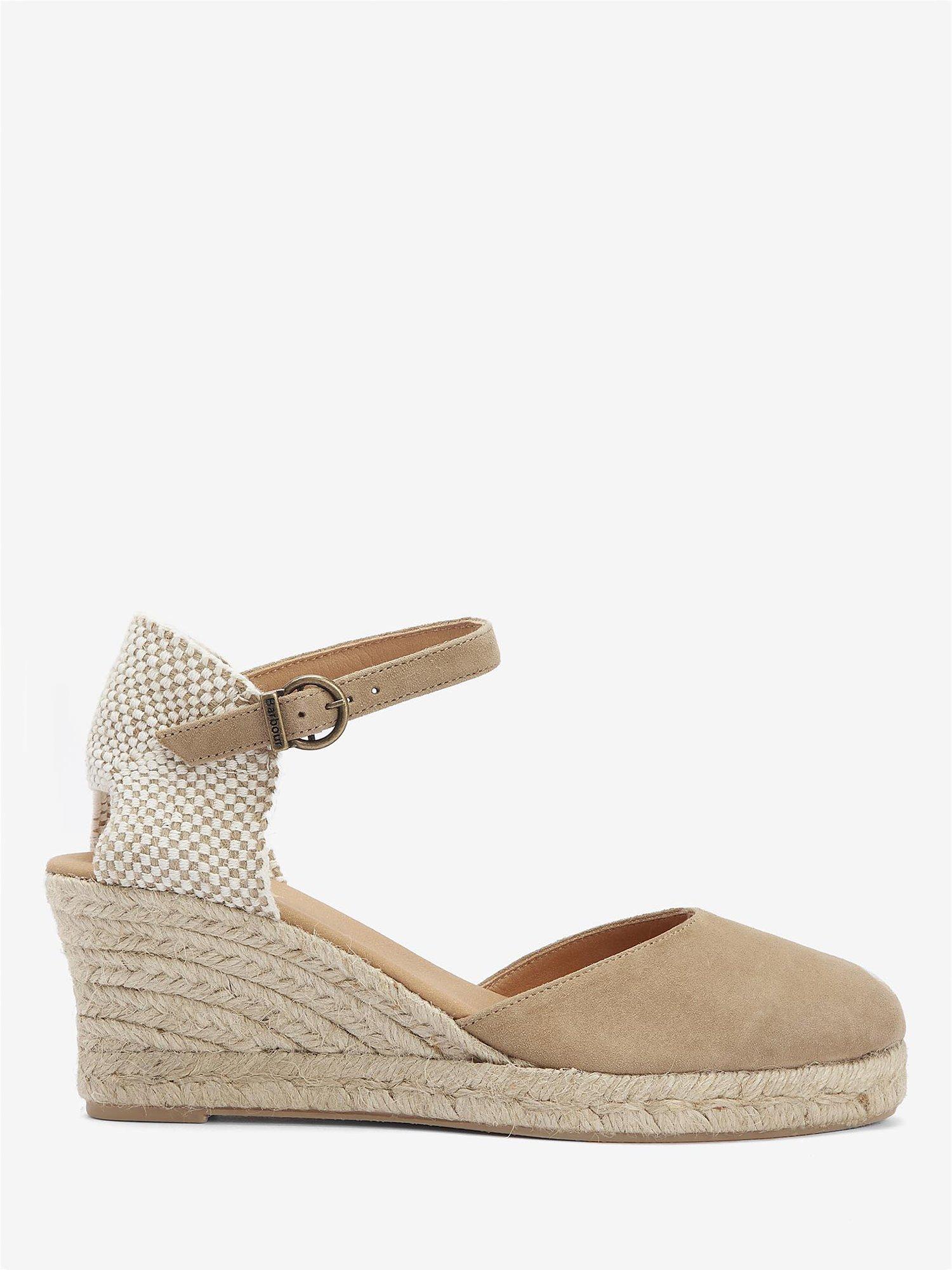 Barbour Penrose Suede Wedge Heel Espadrilles, Light Tan