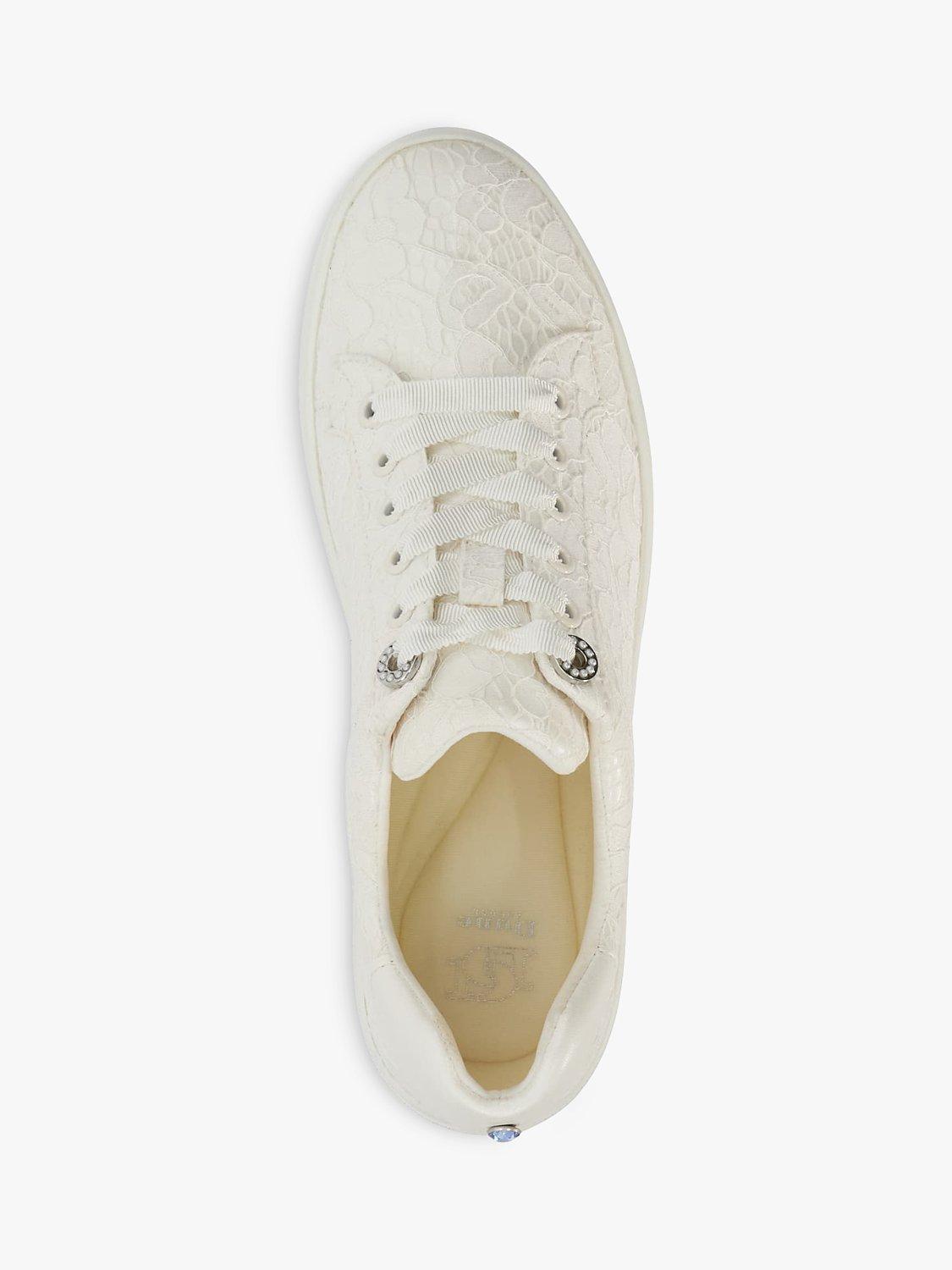 Product image 2 of 5, which shows Dune London Bridal Collection Embraced Lace Flatform Trainers, Ivory, EU38
