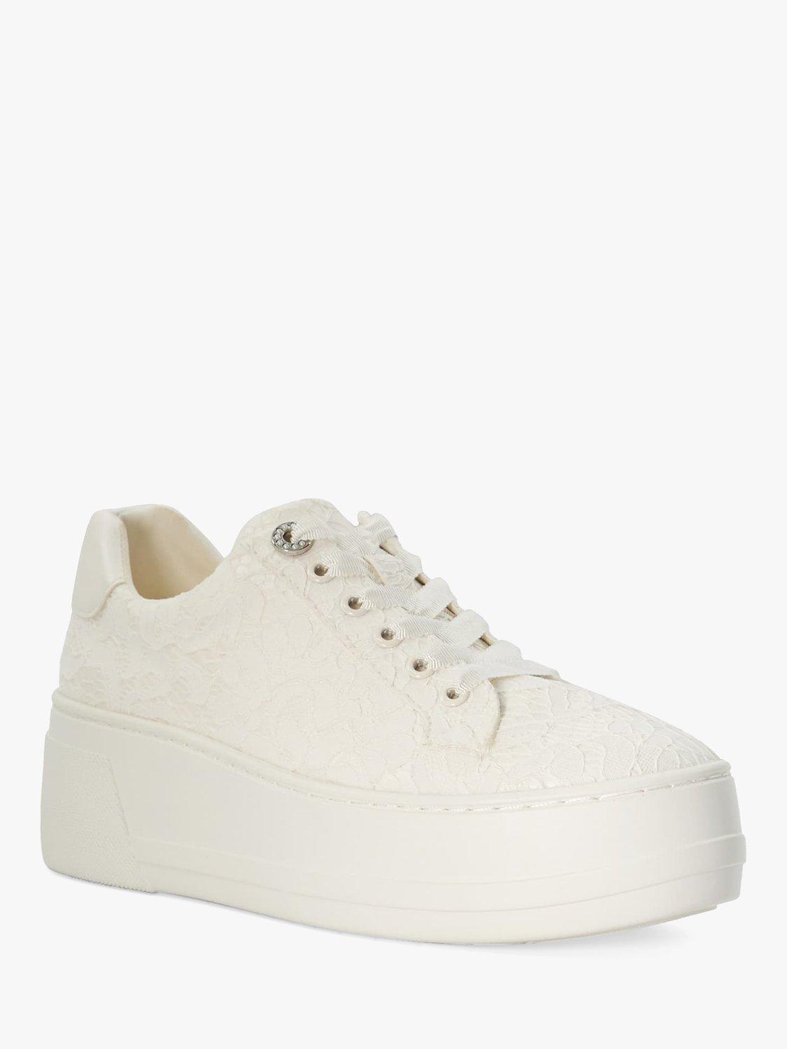 Product image 3 of 5, which shows Dune London Bridal Collection Embraced Lace Flatform Trainers, Ivory, EU38