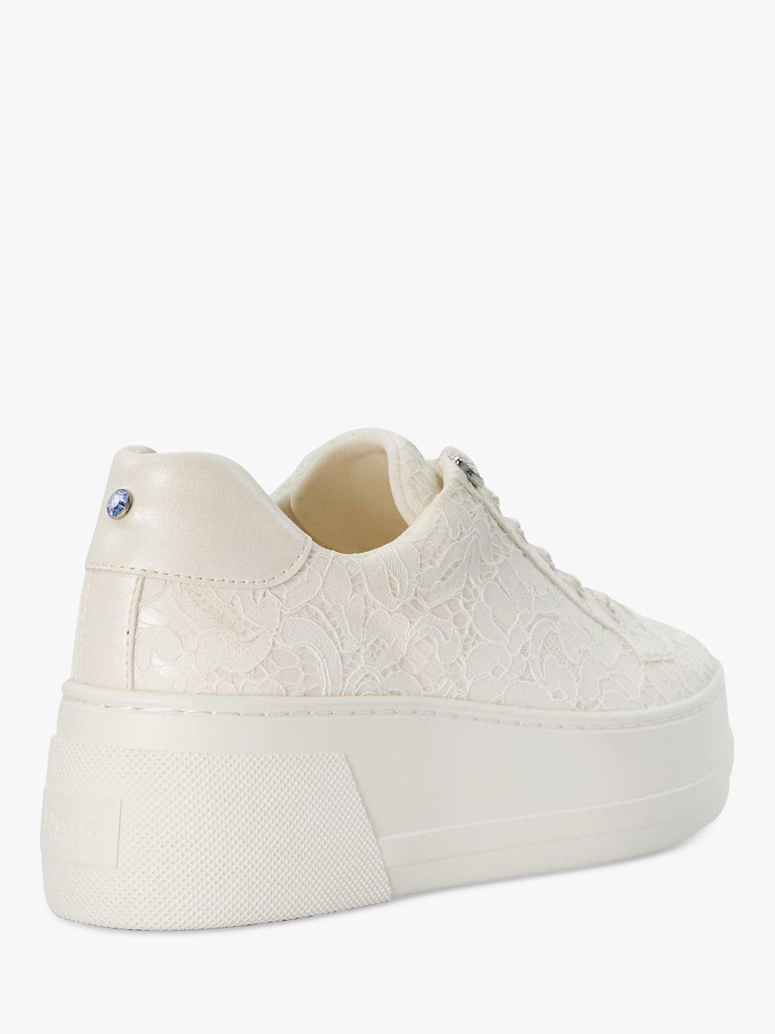 Product image 4 of 5, which shows Dune London Bridal Collection Embraced Lace Flatform Trainers, Ivory, EU38