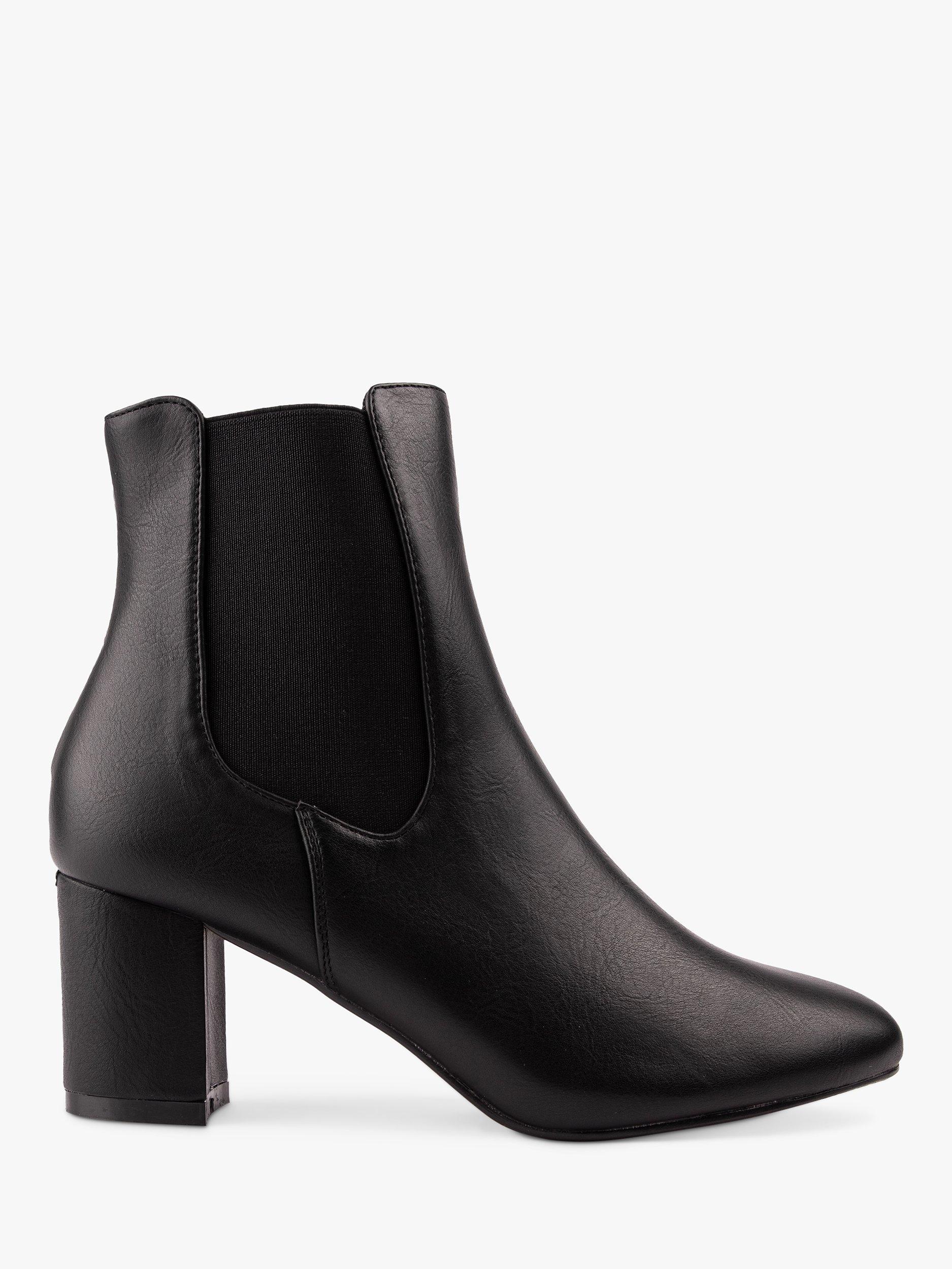 V.GAN Vegan Lychee Block Heel Ankle Boots, Black, 6