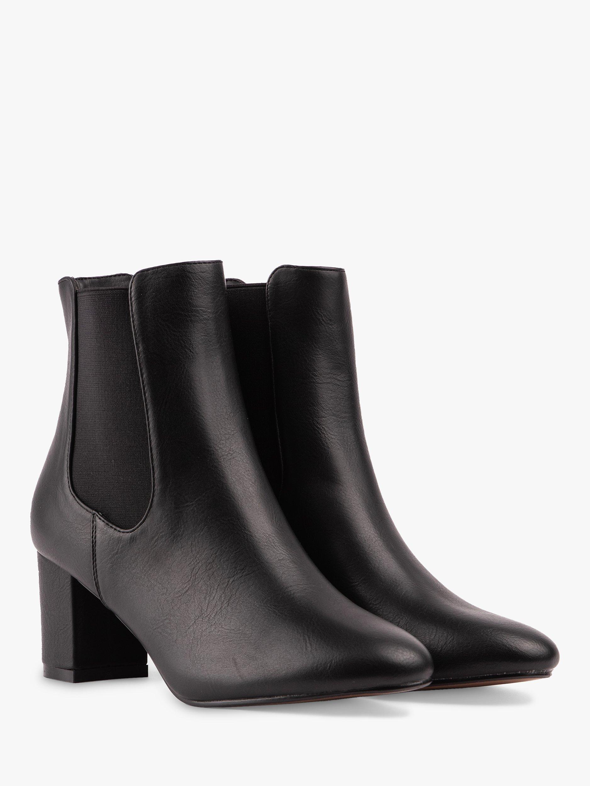 Product image 2 of 5, which shows V.GAN Vegan Lychee Block Heel Ankle Boots, Black, 6