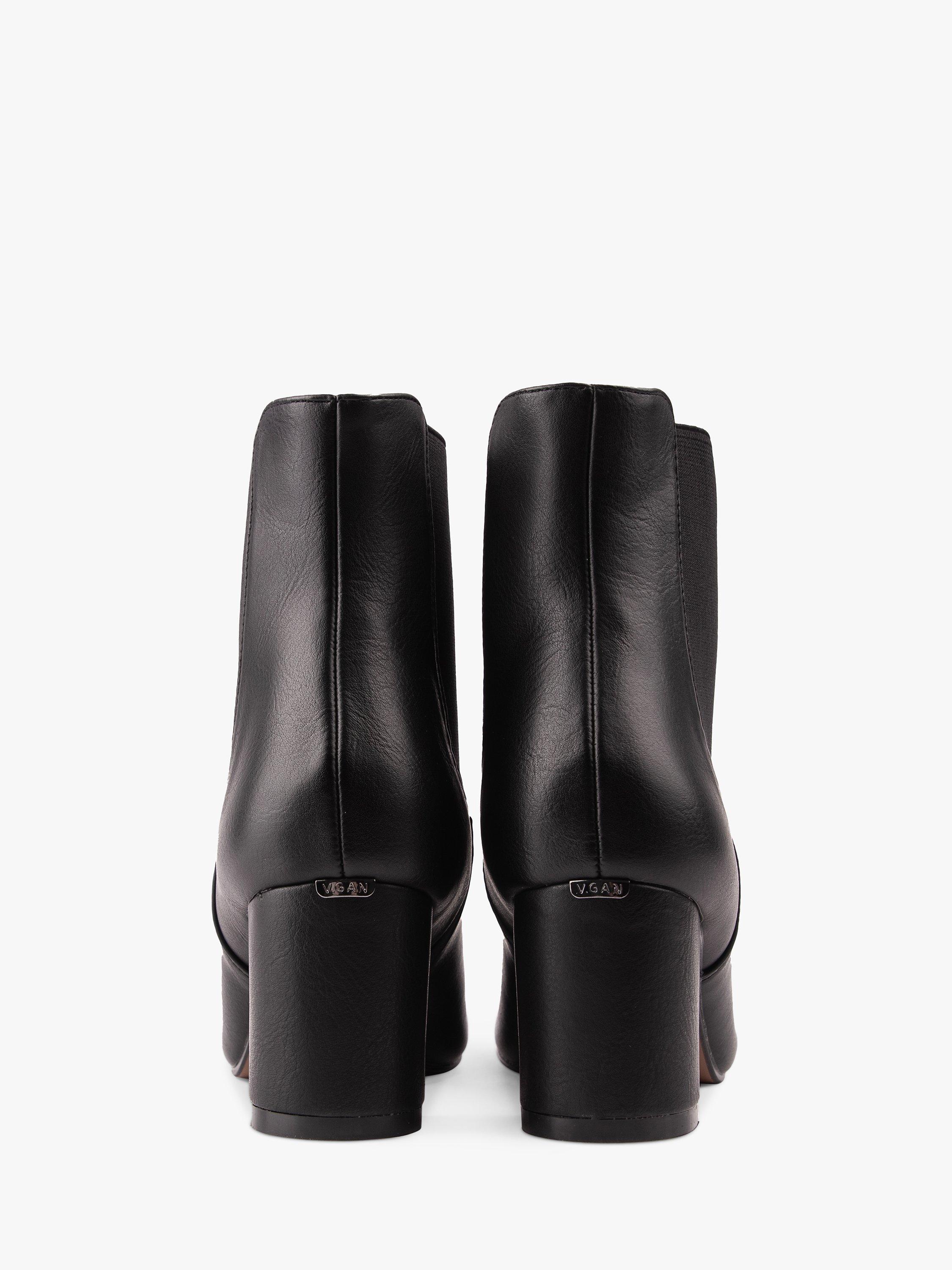Product image 3 of 5, which shows V.GAN Vegan Lychee Block Heel Ankle Boots, Black, 6