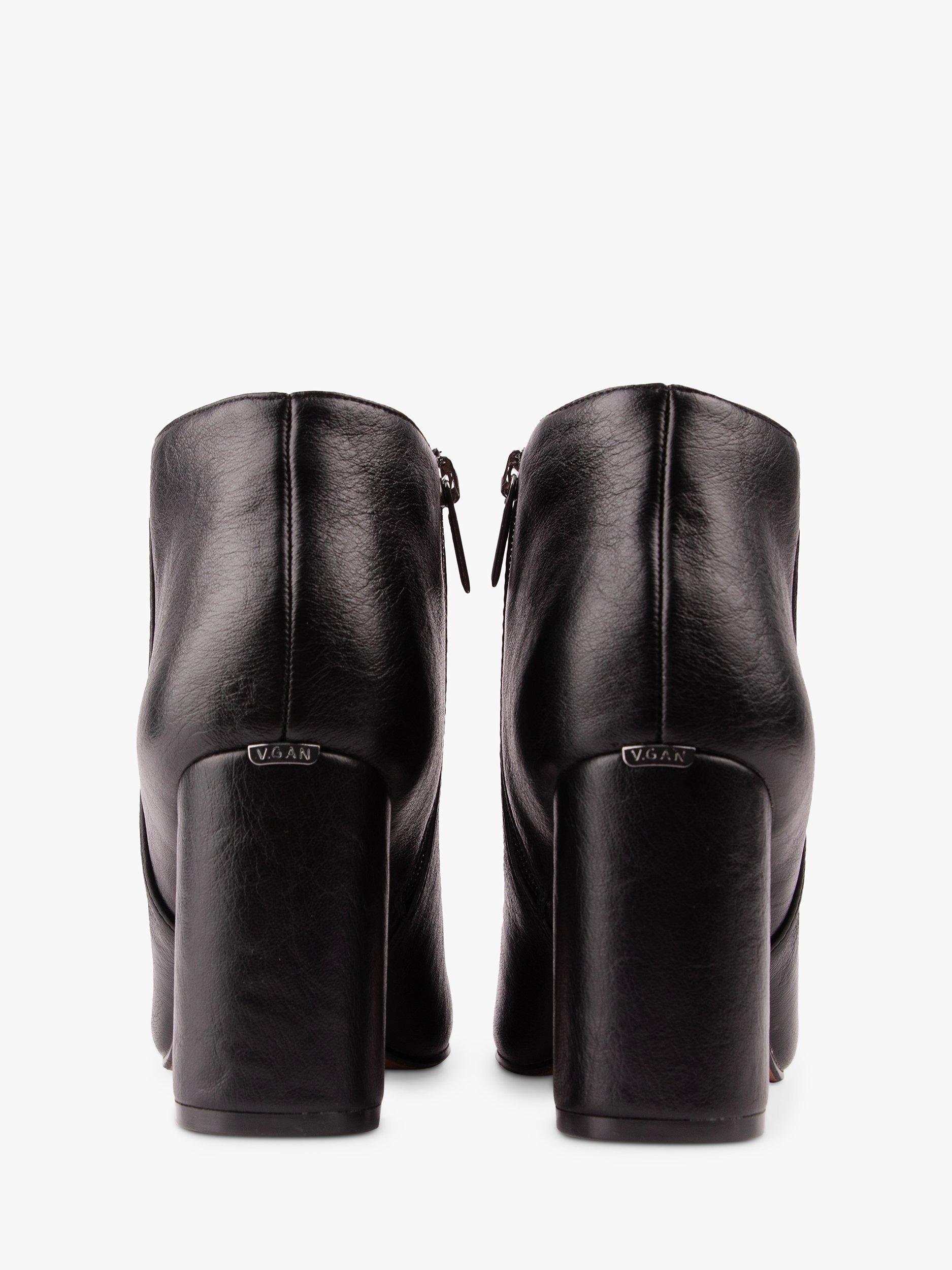 Product image 2 of 5, which shows V.GAN Vegan Nectarine Block Heel Shoe Boots, Black, 3