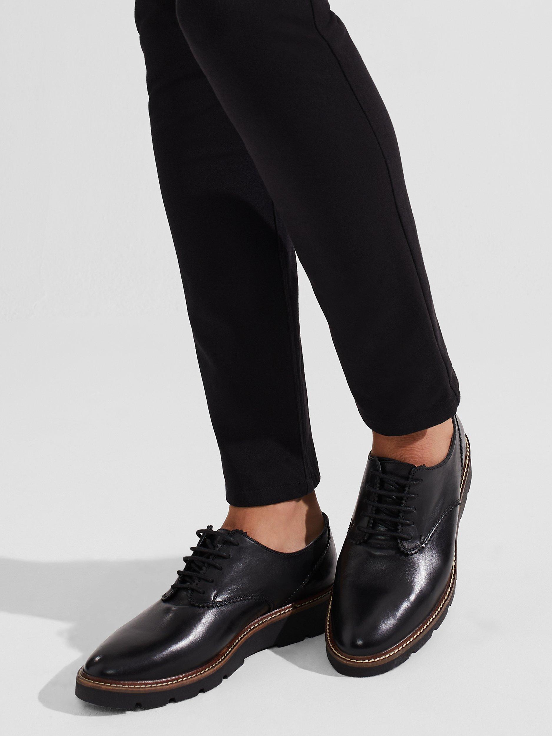 Hobbs Chelsey Leather Flatform Brogues, Black, 3