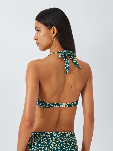 John Lewis Rio Animal Print Sling Halter Bikini Top, Teal - view 2, Teal