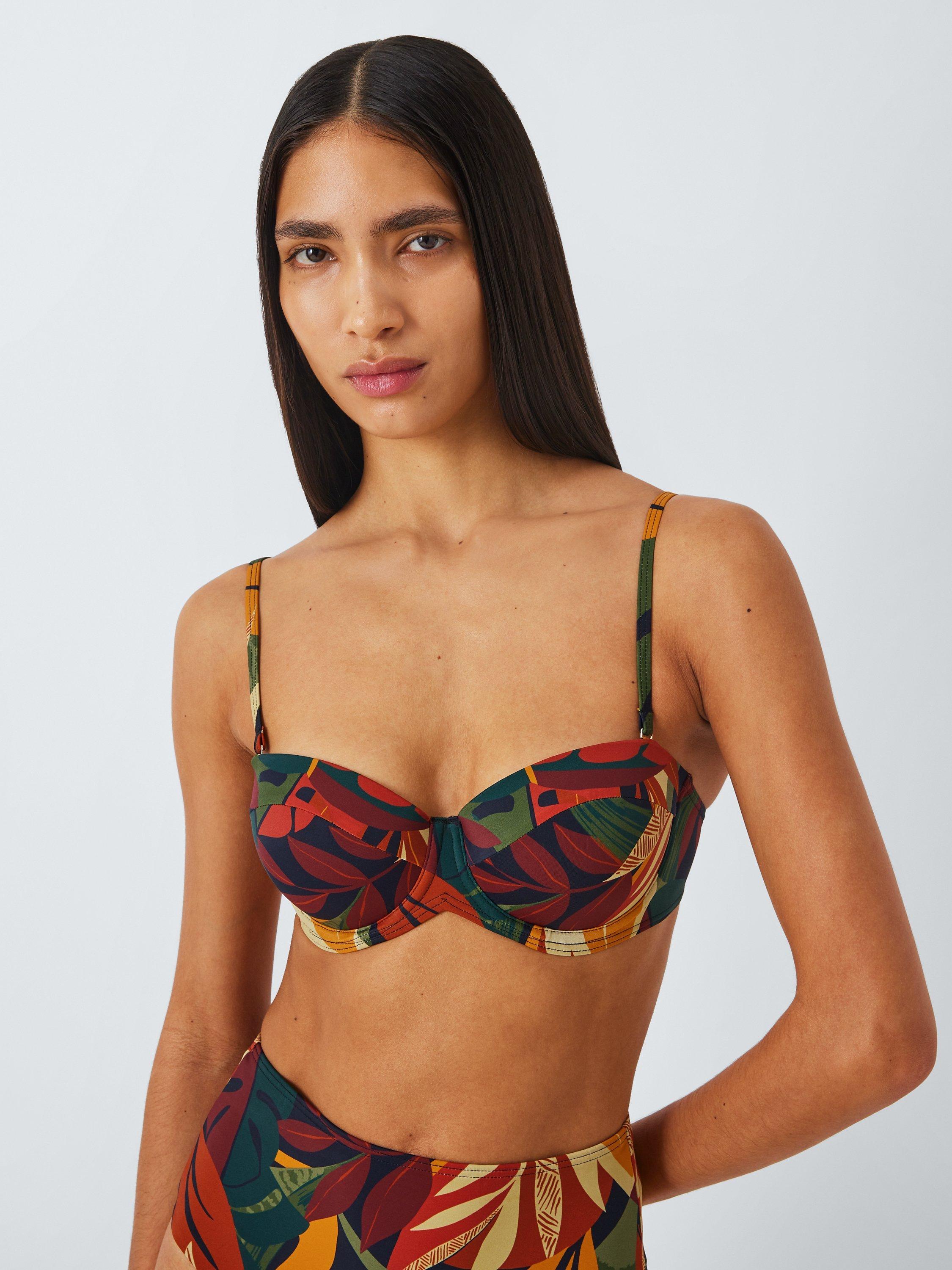 John Lewis Coco Leaf Print Bikini Top Multi