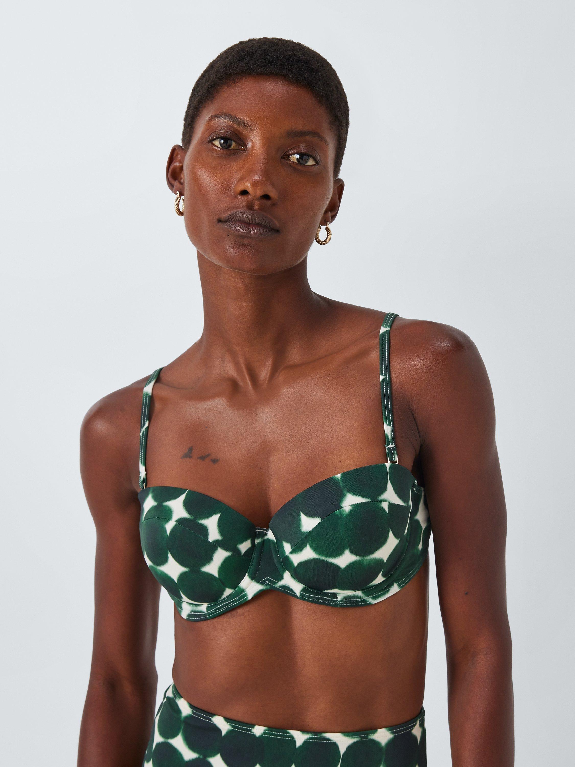 John Lewis Haze Spot Multiway Bikini Top Dark Green