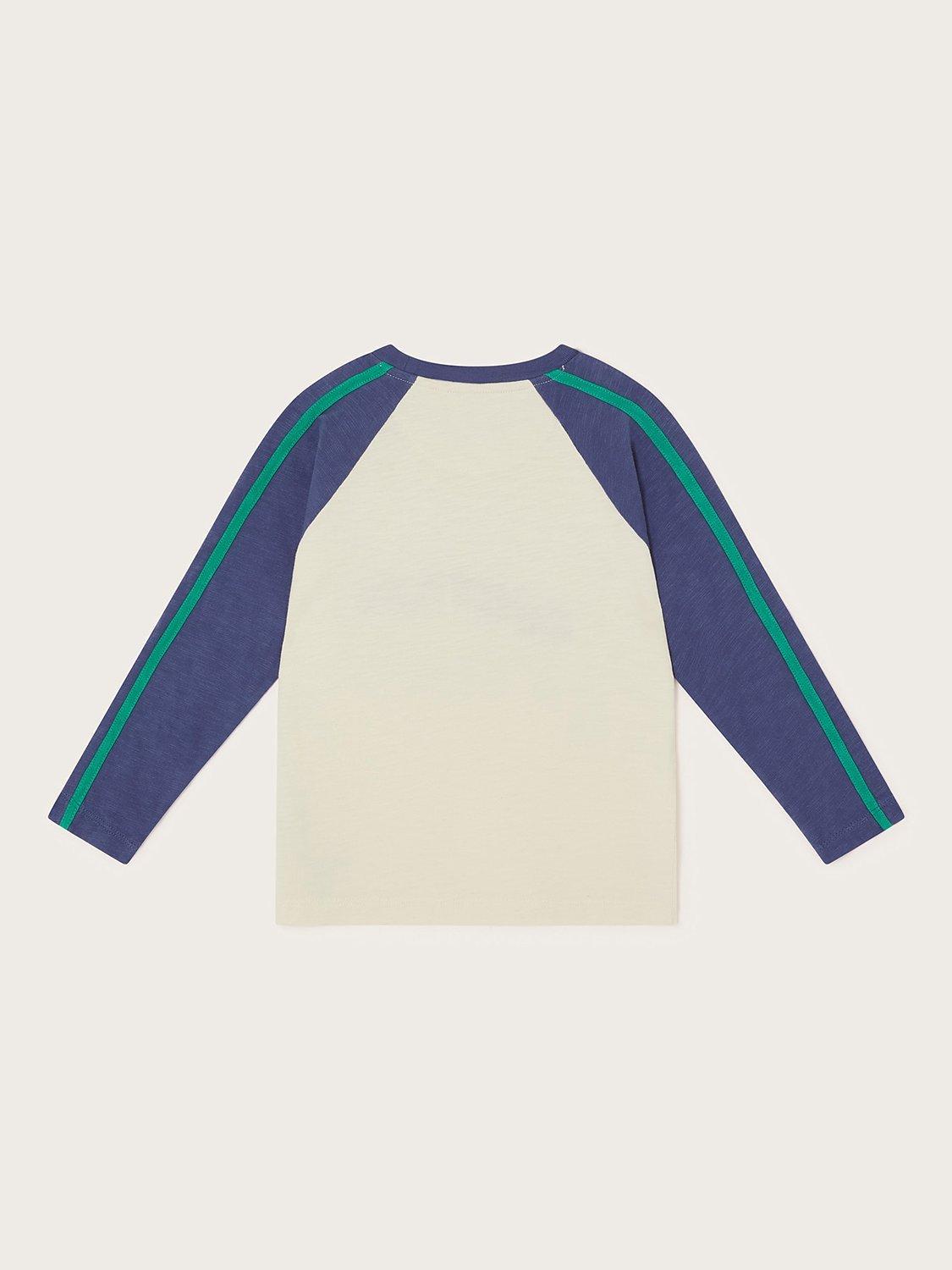 Product image 3 of 4, which shows Monsoon Kids' Stripe Adventure T-Shirt, Ivory/Multi, 9-10 years