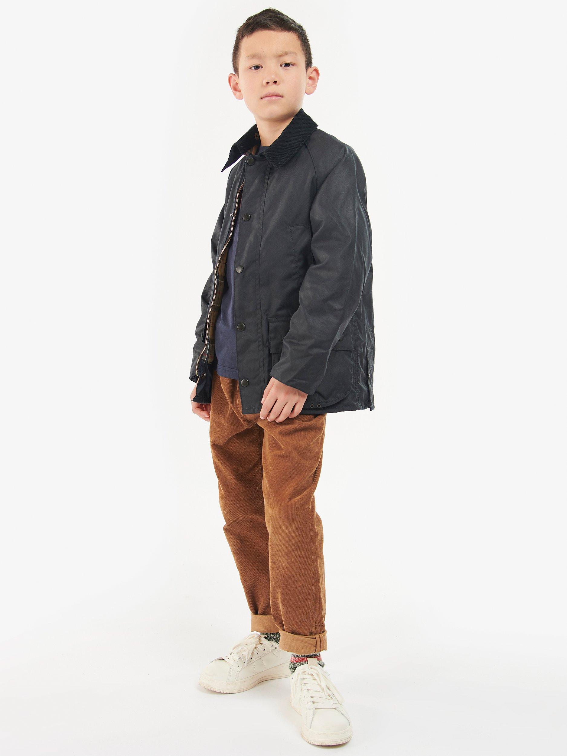Product image 3 of 7, which shows Barbour Kids' Beadle Wax Jacket, Navy, M