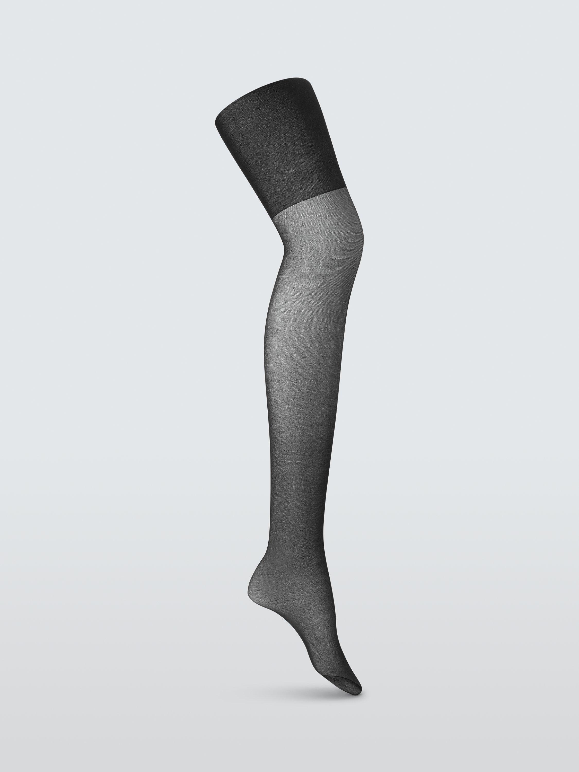 Product image 2 of 3, which shows John Lewis 15 Denier Everyday Sheer Tights, Pack of 3, Black, S