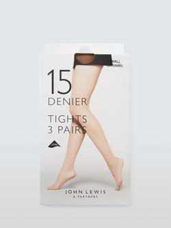 John Lewis 15 Denier Everyday Sheer Tights, Pack of 3, Caramel