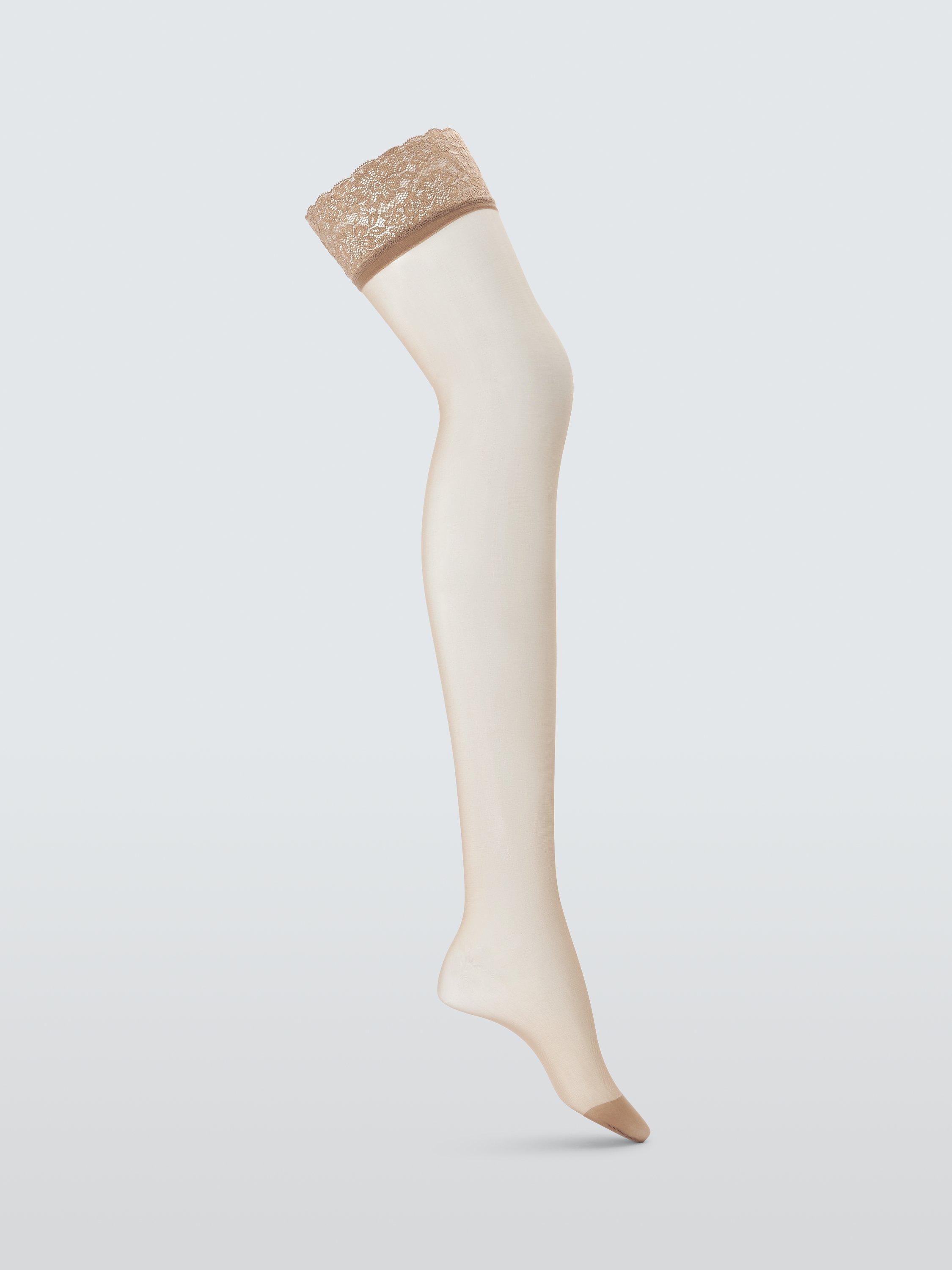 Product image 2 of 3, which shows John Lewis 15 Denier Lace Hold Ups, Pack of 2, Caramel, S