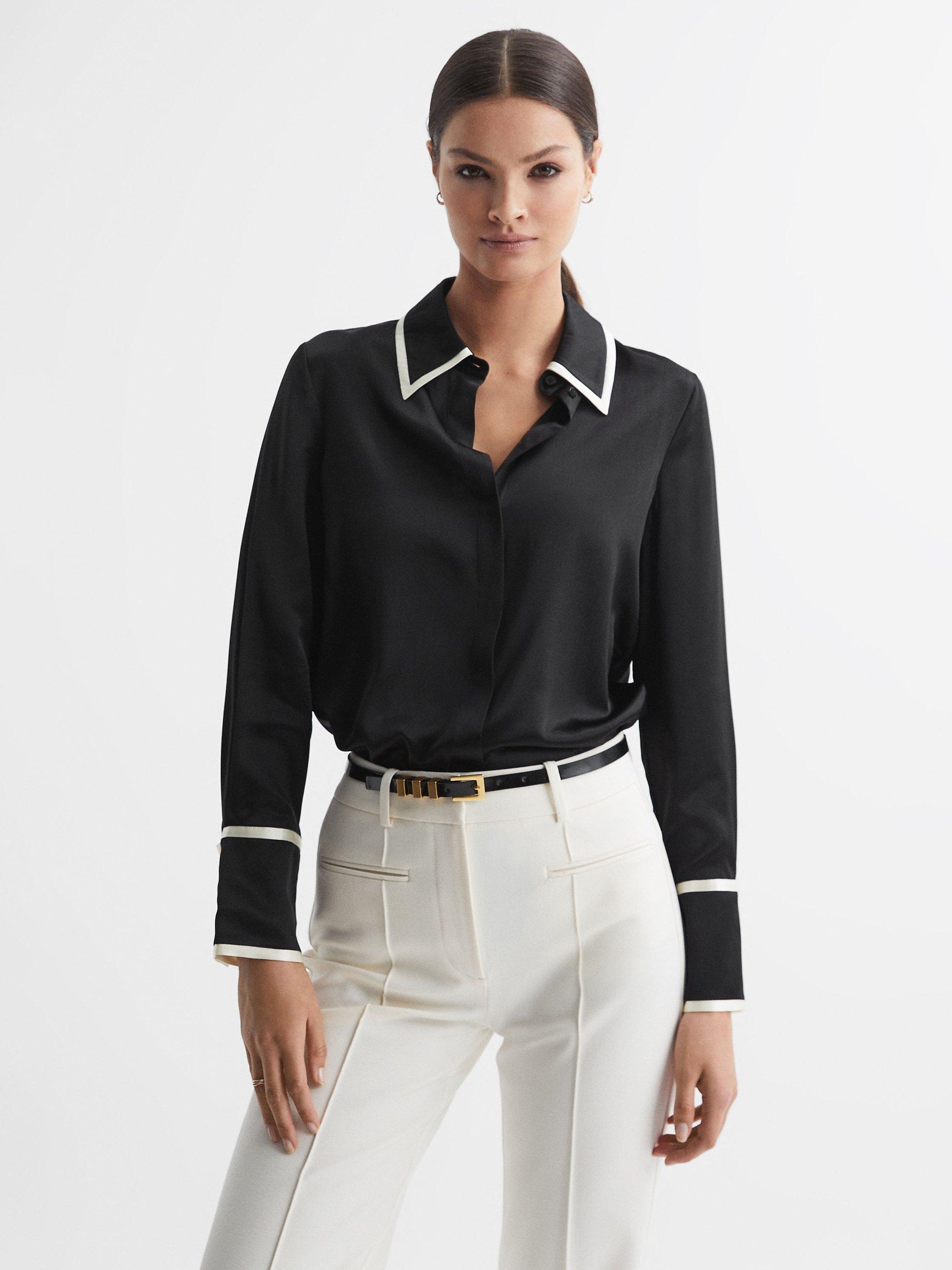 Reiss Murphy Silk Shirt, Black