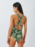 John Lewis Tropic Palm Twist Neck Swimsuit, Khaki/Multi, Khaki/Multi