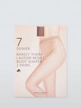 John Lewis 7 Denier Barely There Body Shaper Tights, Pack of 2, Caramel