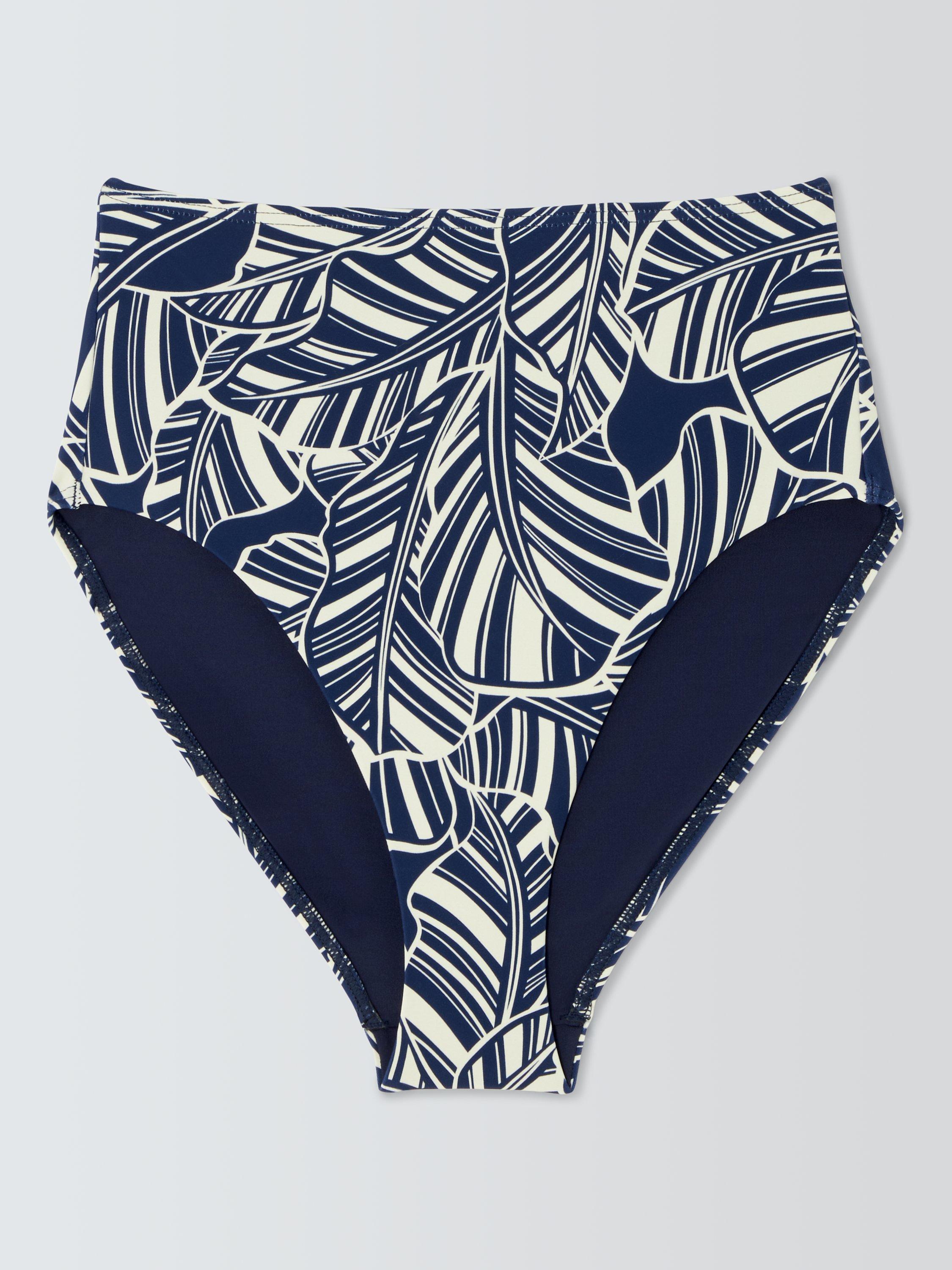 John Lewis Bali Palm High Waist Bikini Bottoms. Navy