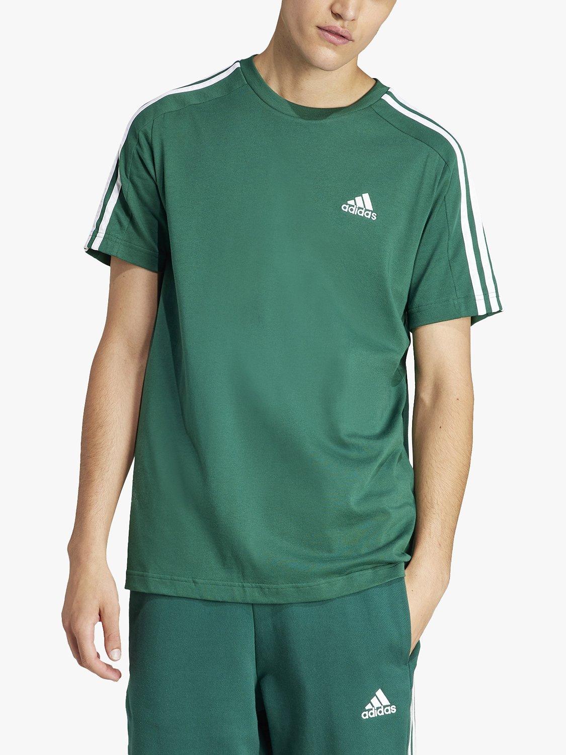 adidas Essentials 3-Stripes Single Jersey T-Shirt, Collegiate Green