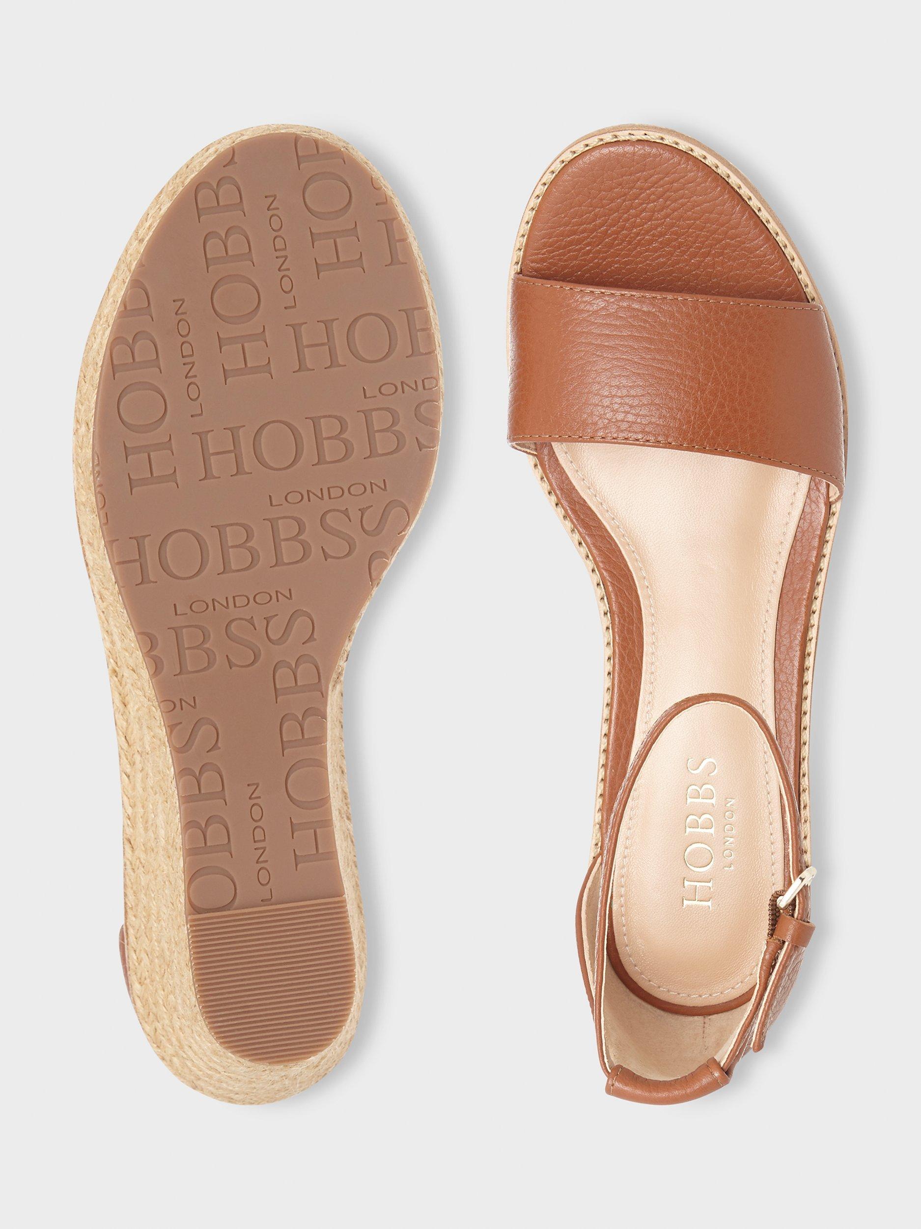 Product image 3 of 3, which shows Hobbs Vespa Leather Espadrille Wedge Sandals, Tan Brown, 3