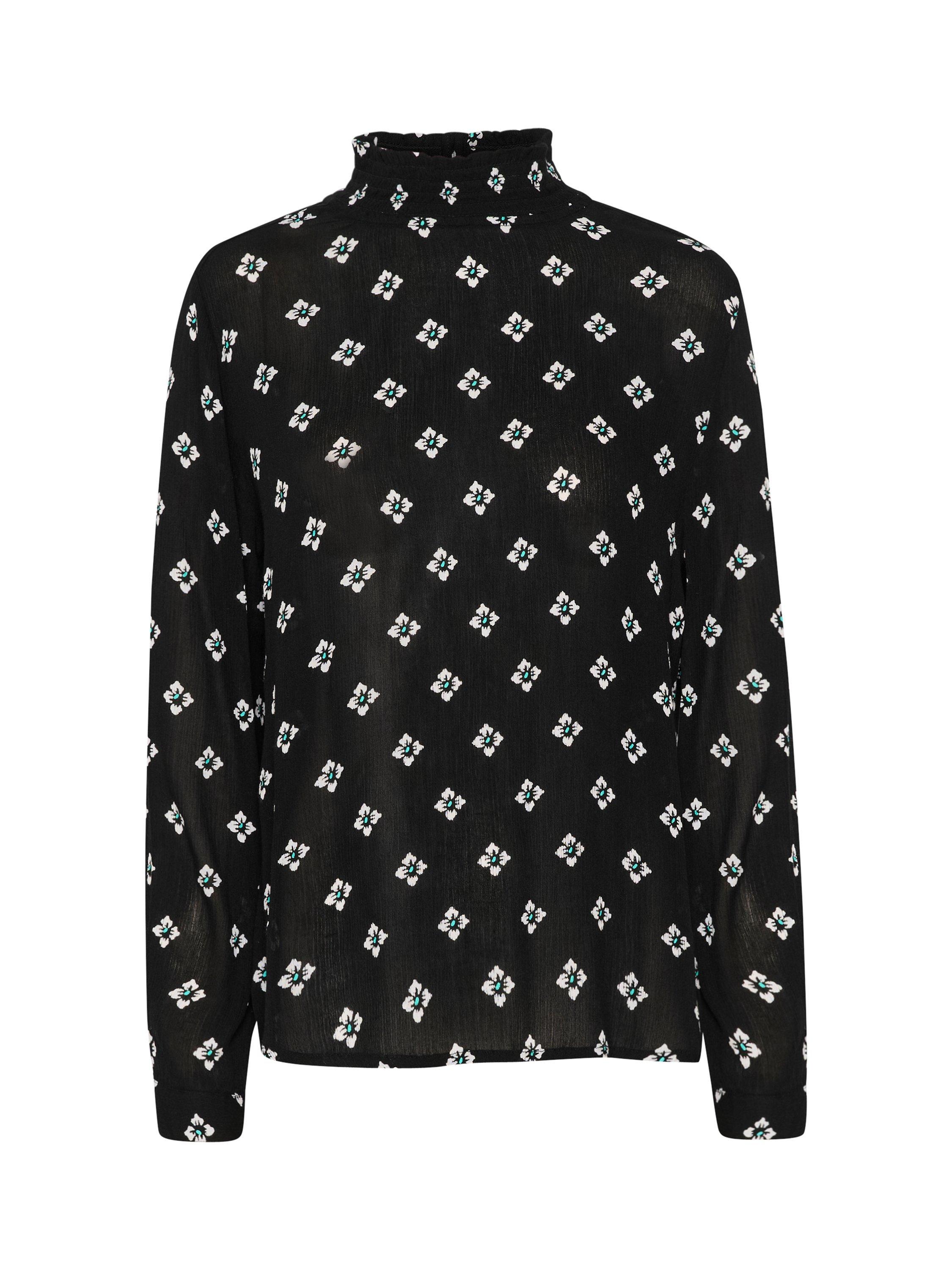 Product image 5 of 6, which shows KAFFE Amber High Smock Neck Printed Blouse, Black Small Flower, 12