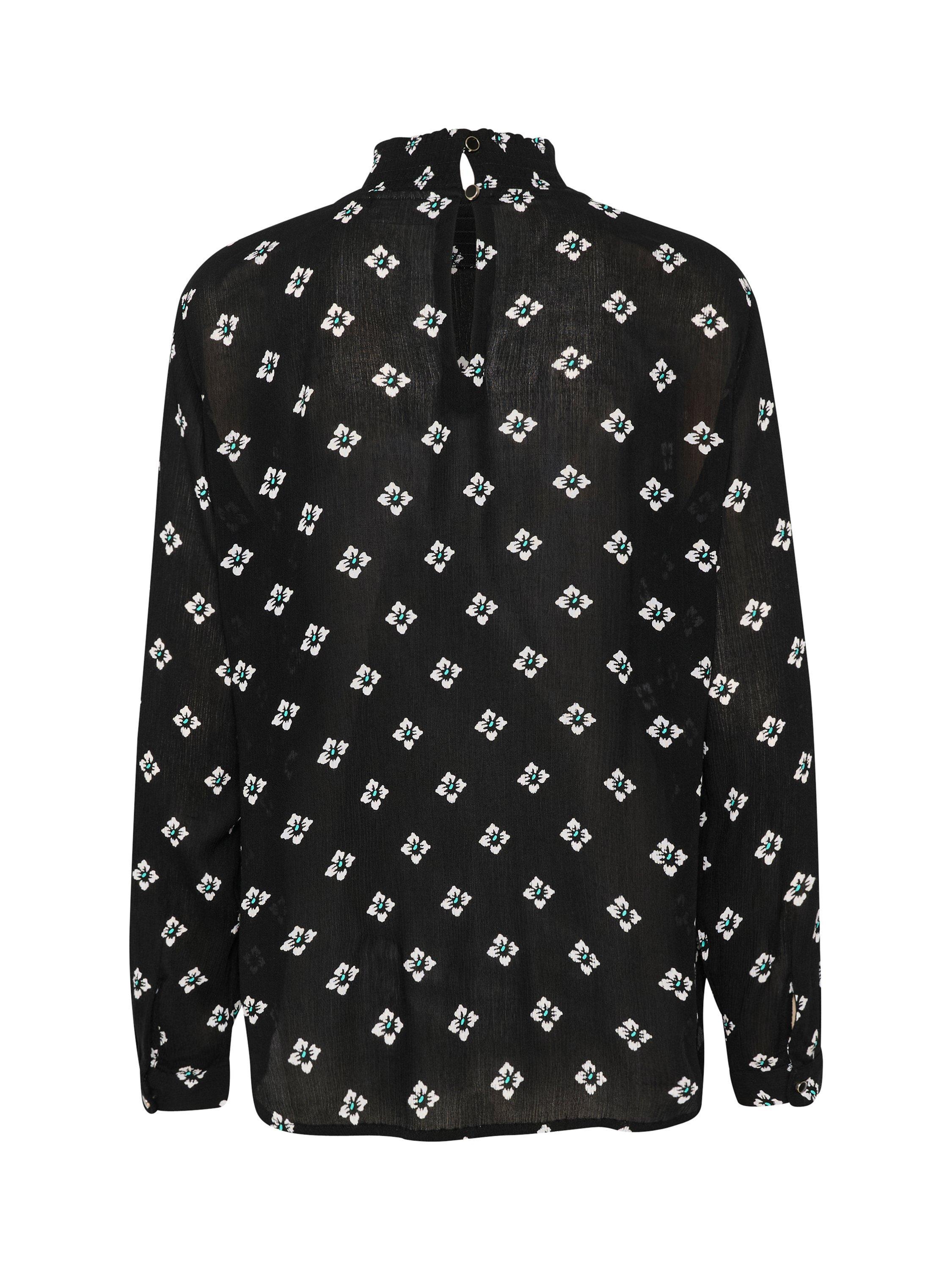 Product image 6 of 6, which shows KAFFE Amber High Smock Neck Printed Blouse, Black Small Flower, 12