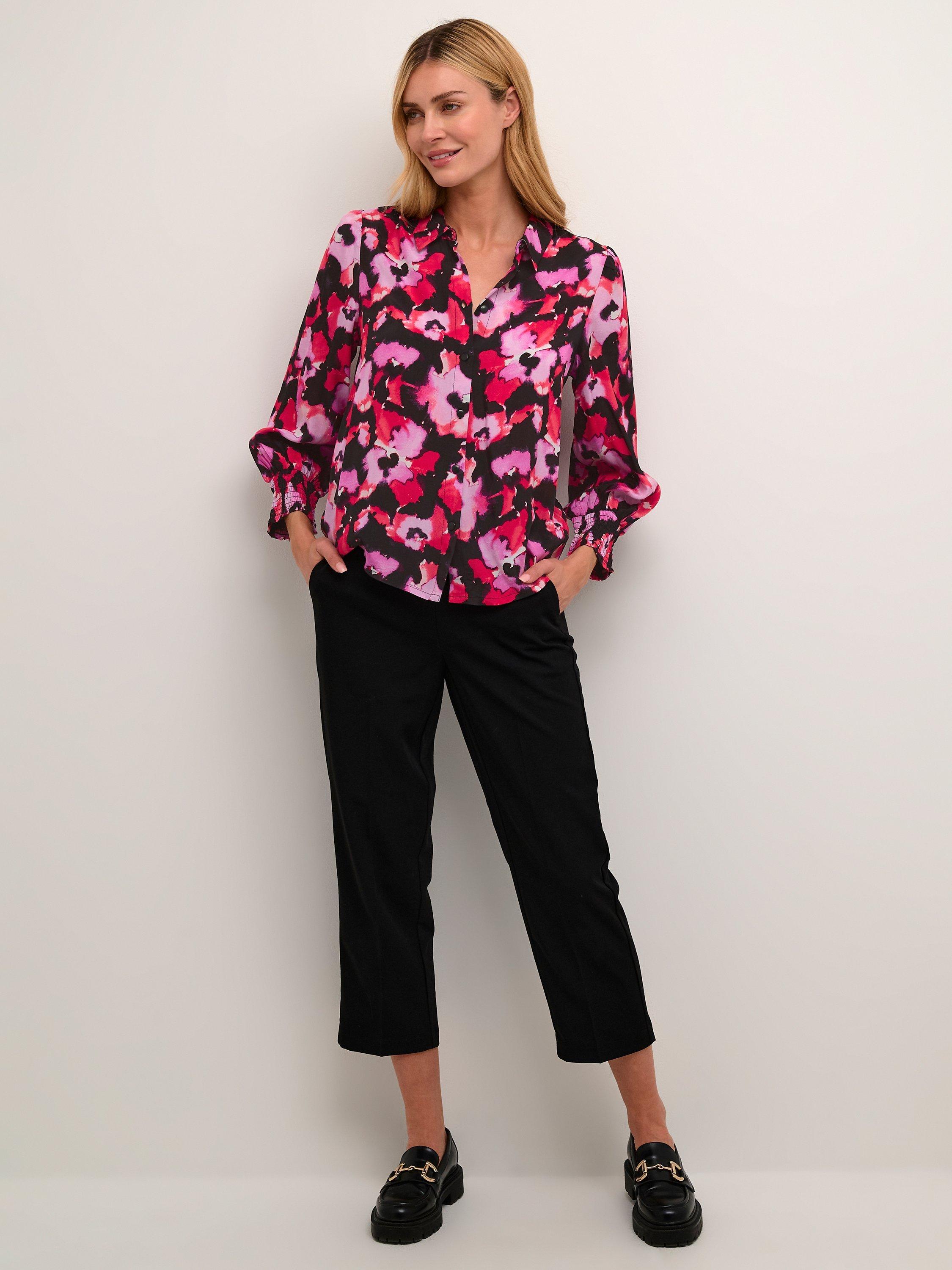 Product image 3 of 6, which shows KAFFE Tanya Print Shirt, Pink Faded Flower, 8