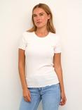 KAFFE Drew Short Sleeve Rib Knit T-Shirt, Chalk